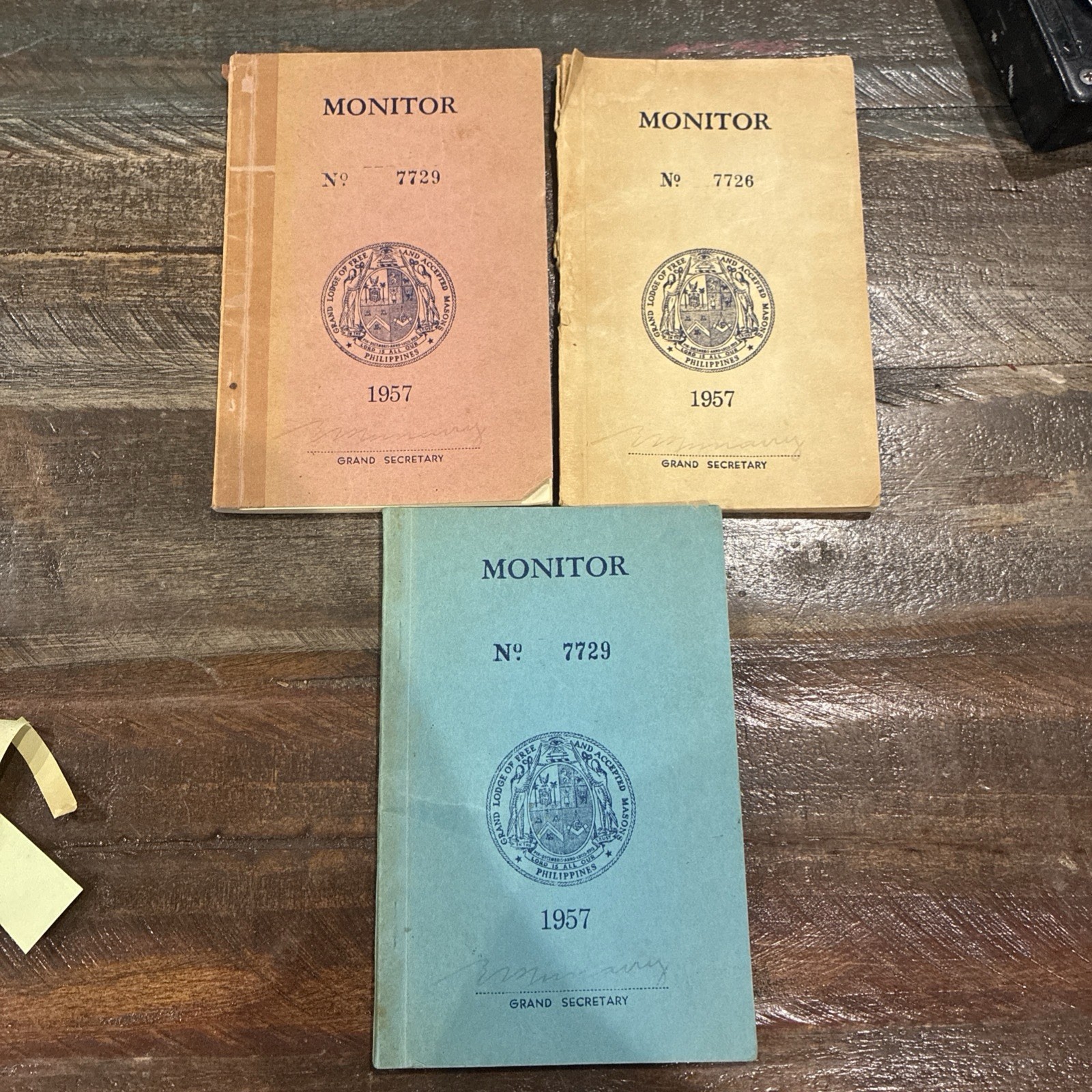 3 X Vintage 1957 Masonic Monitor Grand Lodge of Philippines Booklet Masons