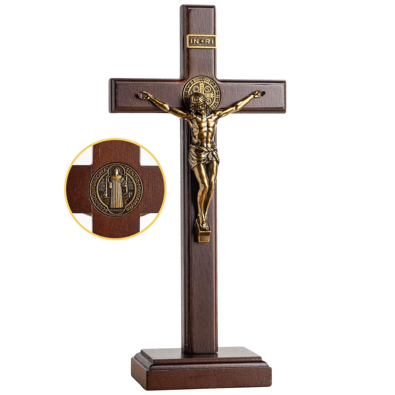 Wooden Crucifix Cross with Detachable Stand 10 Inch Standing Catholic Wooden Jes Wooden Crucifix Cross with Detachable Stand 10 Inch Standing Catholic Wooden Jes