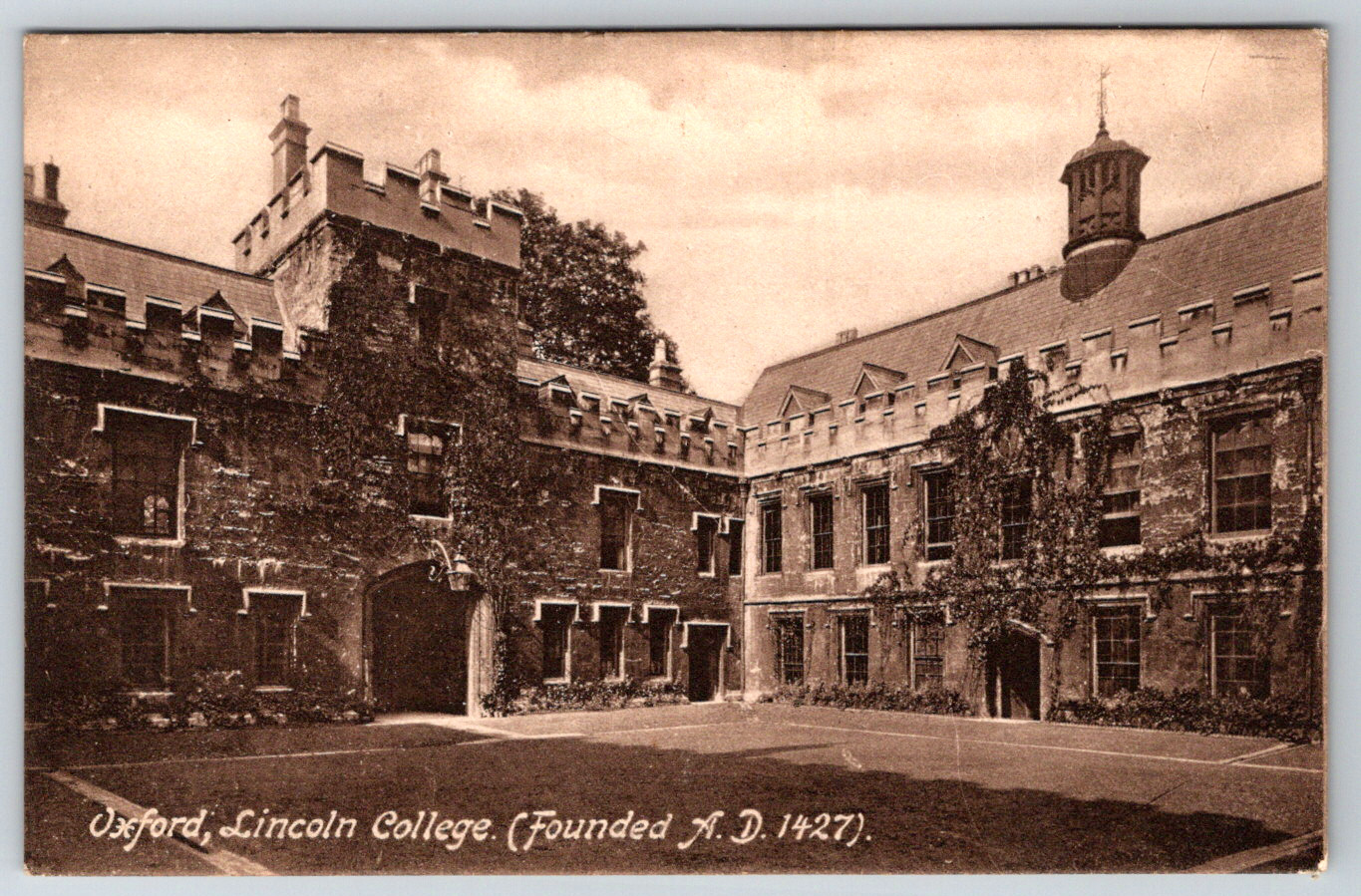 c1910s Oxford Lincoln College Antique Postcard