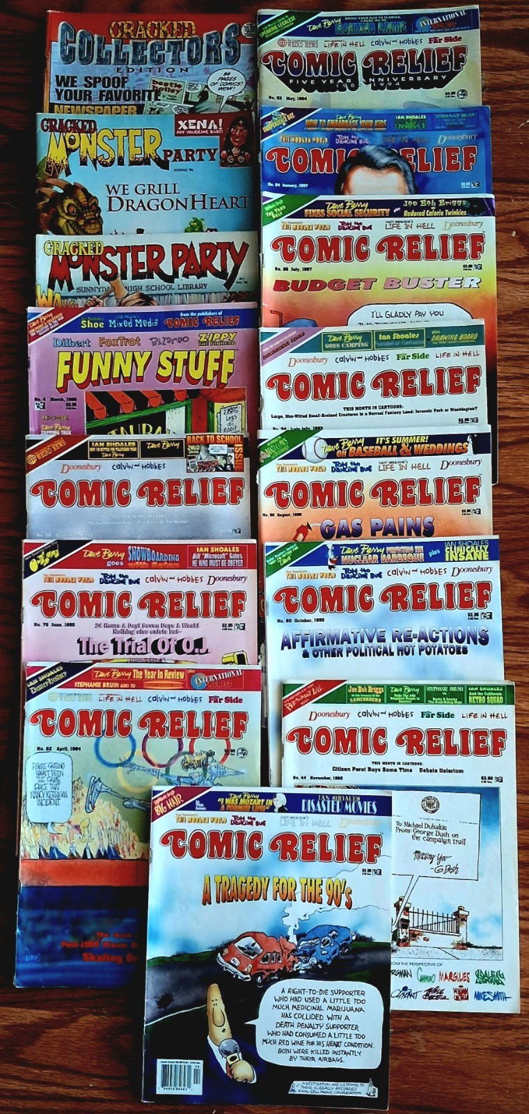 Vintage Comic Relief & Cracked Magazine Lot of 15 - 1990s Satire Calvin & Hobbes
