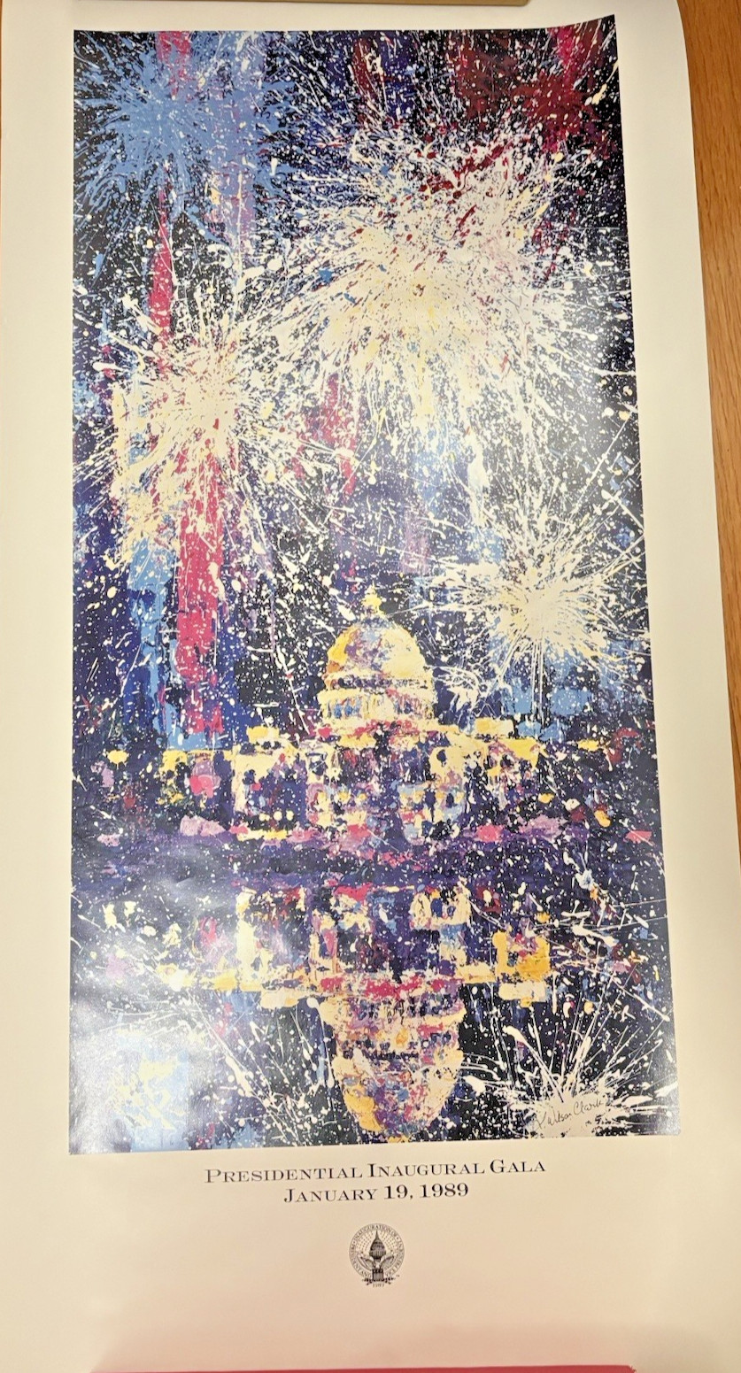 1989 George Bush Presidential Inaugural Gala Poster L Wilson Clark 32x16”