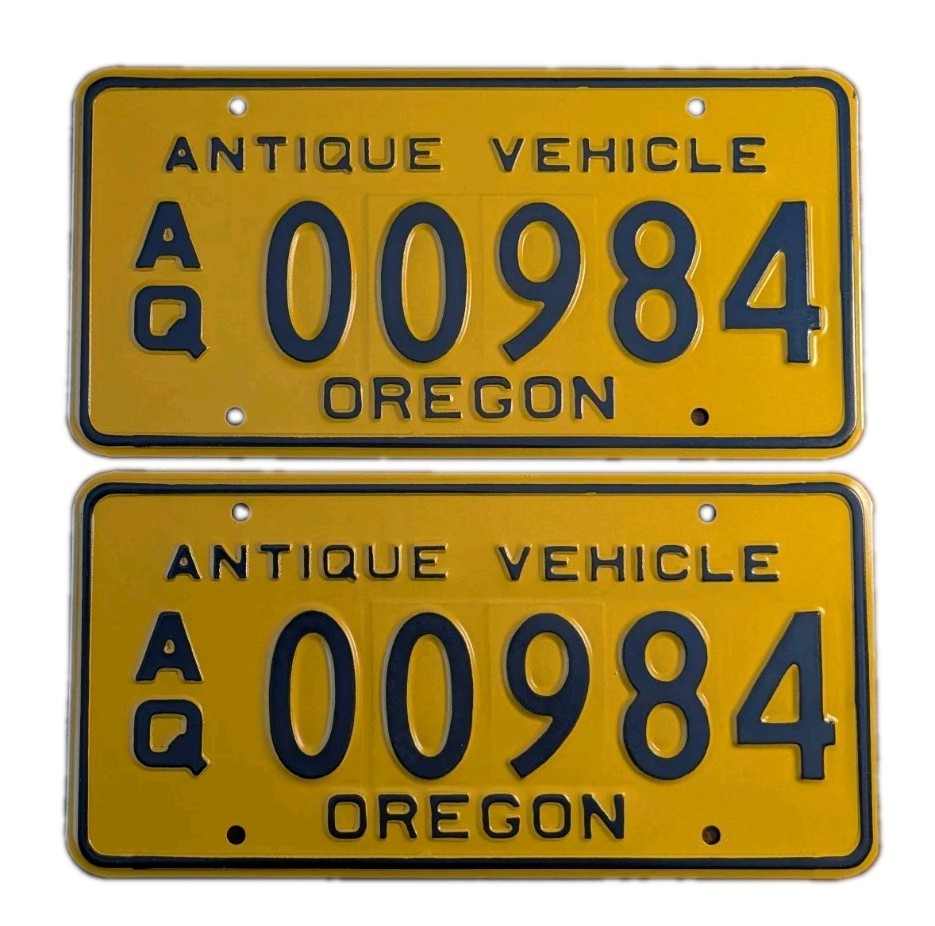 OREGON ANTIQUE VEHICLE  LICENSE PLATES SET  NOS Full Size