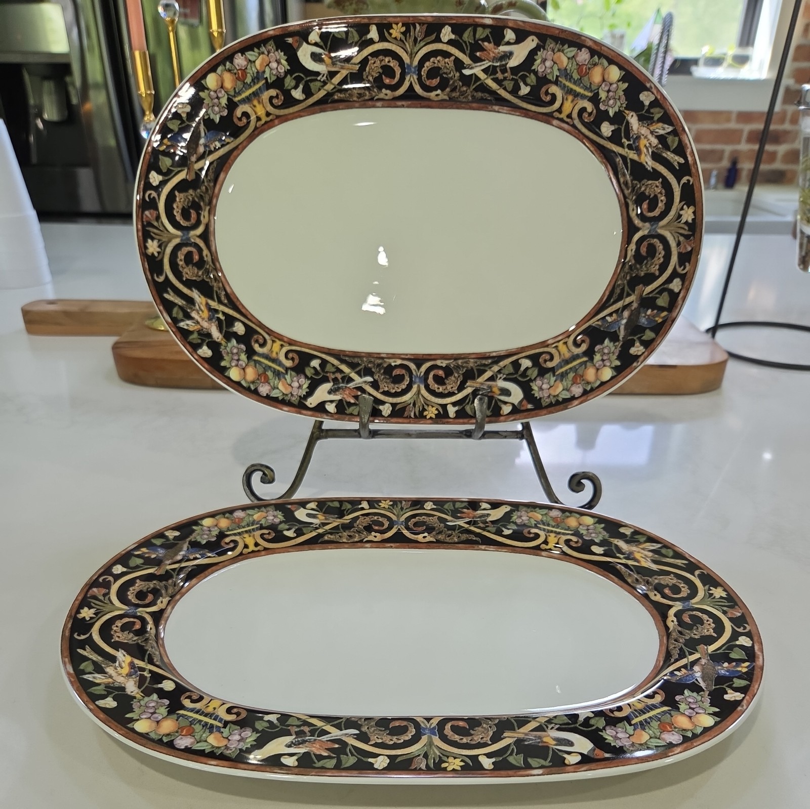 1 - Vintage Villeroy & Boch Intarsia Serving Platters Bone China Germany Gallo