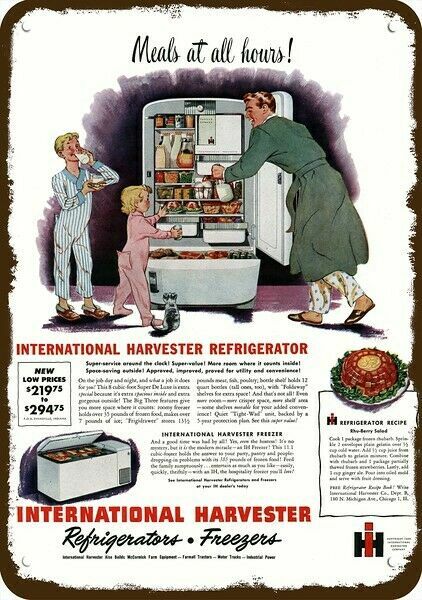 1949 INTERNATIONAL HARVESTER REFRIGERATOR Vnt-Look DECORATIVE REPLICA METAL SIGN