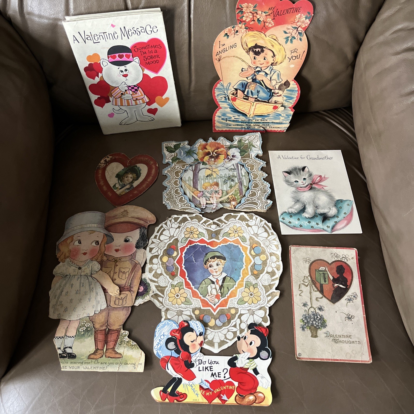 Vintage Antique Valentine's Day Cards Lot Valentines Glitter