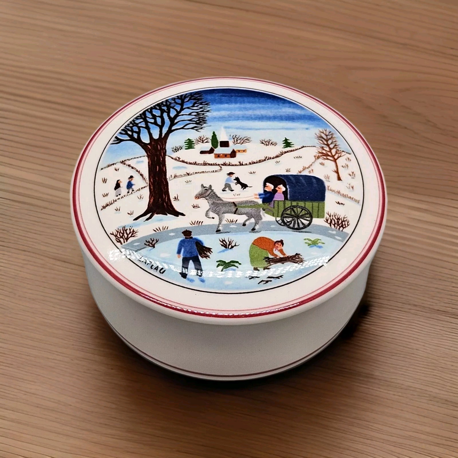Villeroy Boch Laplau Winter Naif Christmas Candy Trinket Dish French Folkart