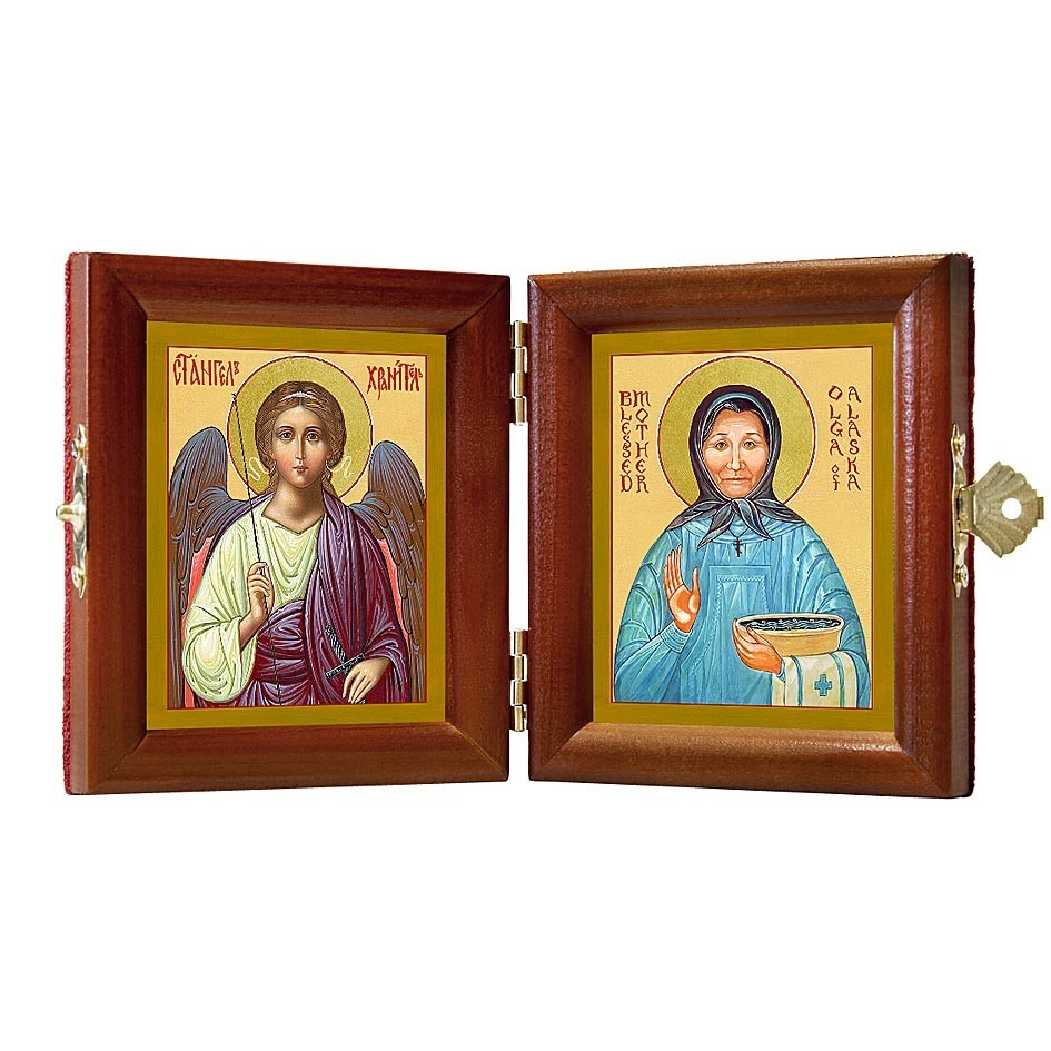 Orthodox Folding Dyptich Icon 3.15x3.55in/6.3x3.55in \