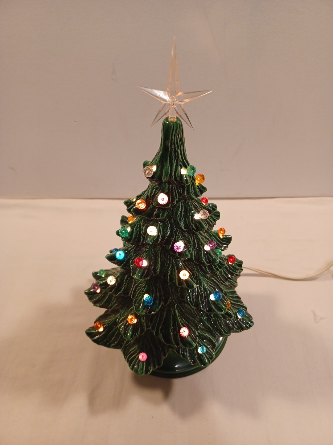 Vintage Nowells’ Mold 1977 12”Tall lighted Ceramic Christmas Tree Holiday