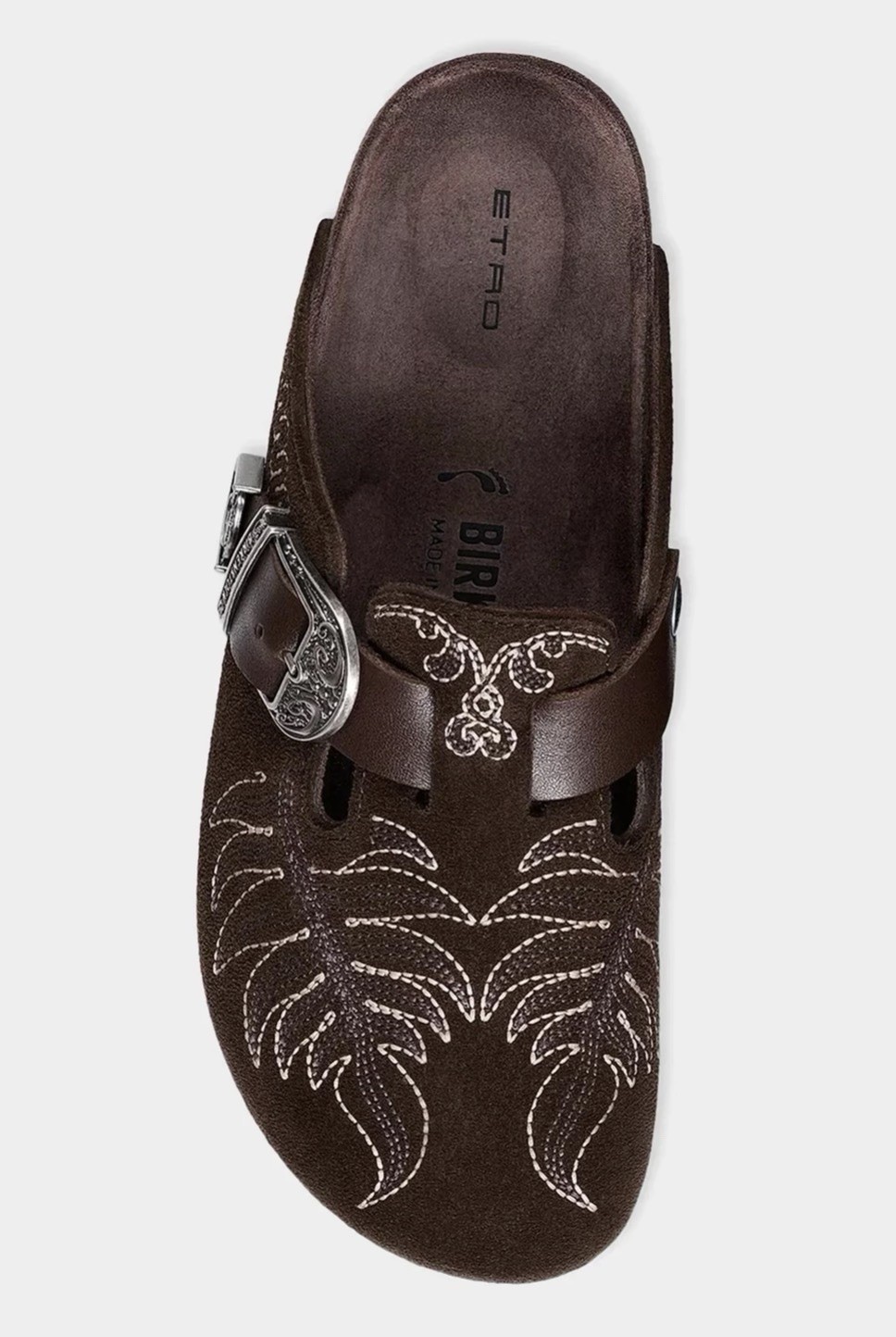 Birkenstock x Etro Brown Suede Boston Slides (38)