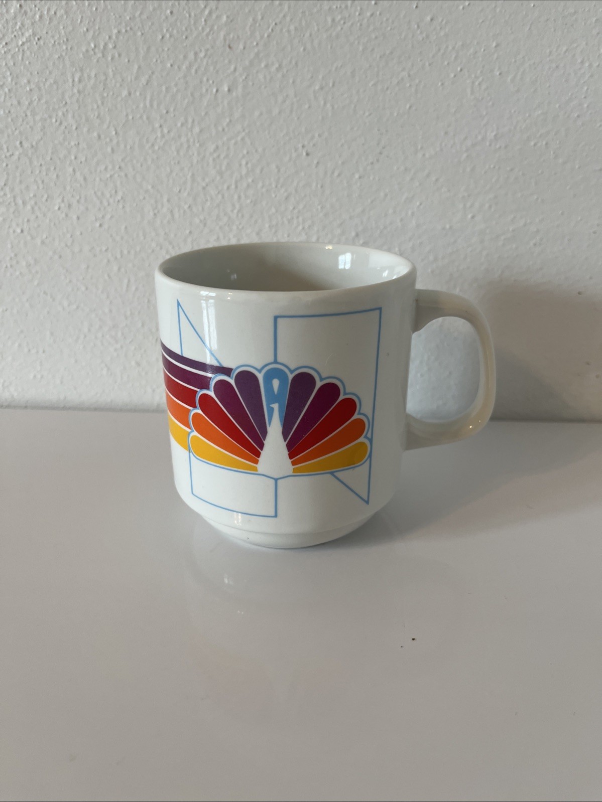 Vintage Papel NBC Logo Rainbow Peacock Coffee Mug