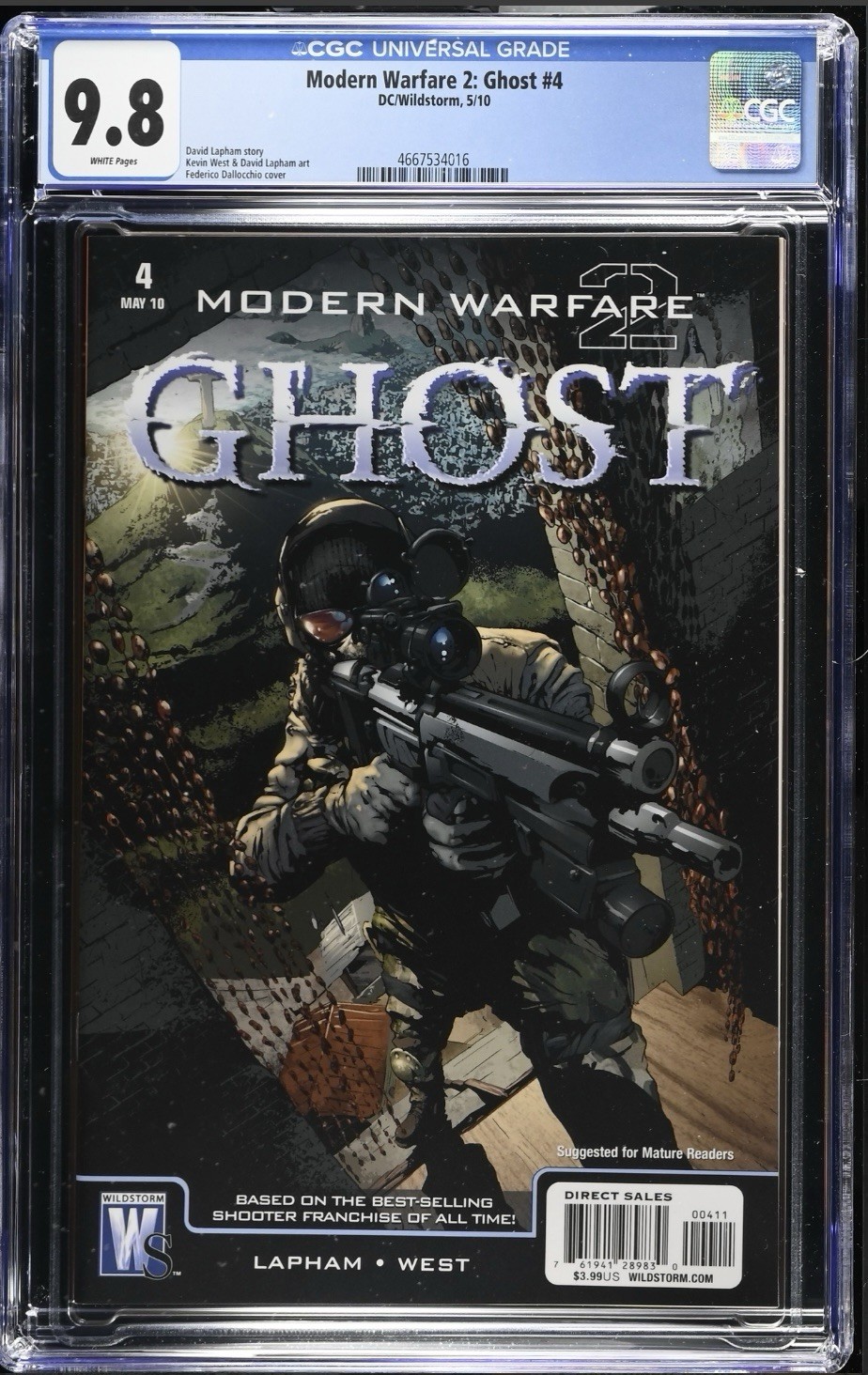 Call Of Duty Modern Warfare 2 Ghost #4 Cgc 9.8 Wildstorm Comics 2010 HTF