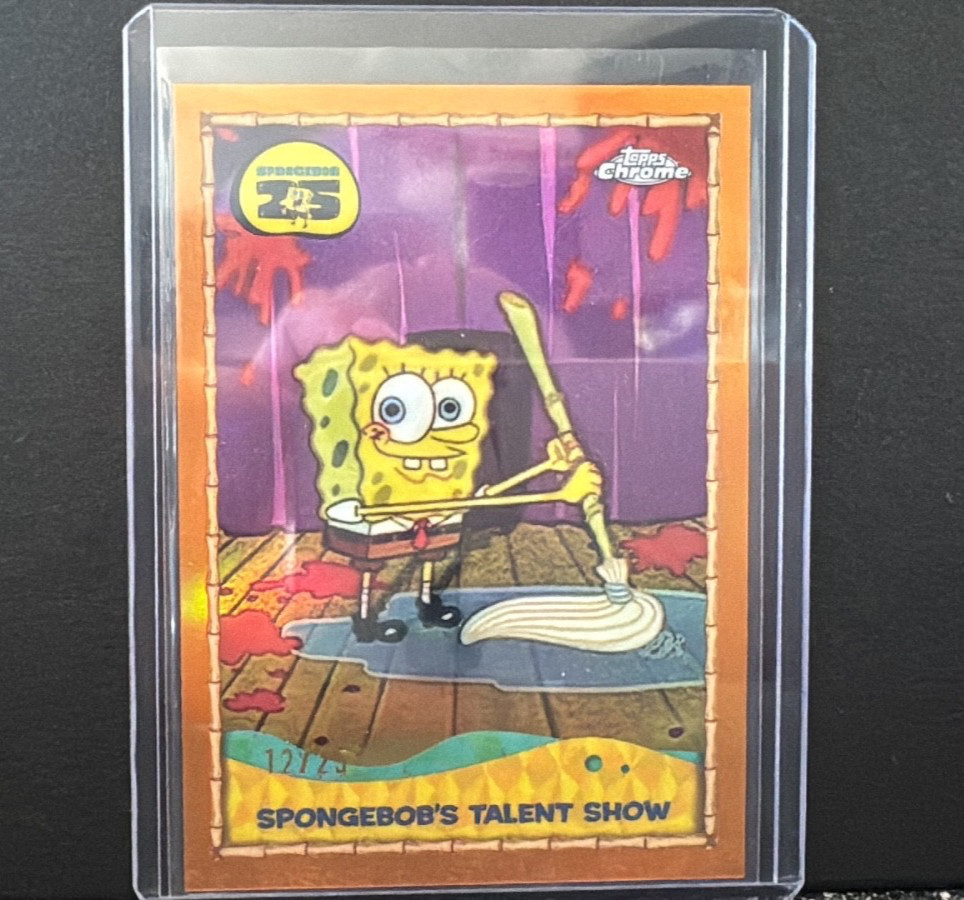 2025 Topps Chrome SpongeBob SpongeBob\'s Talent Show 25th Rare Insert /25 ORANGE