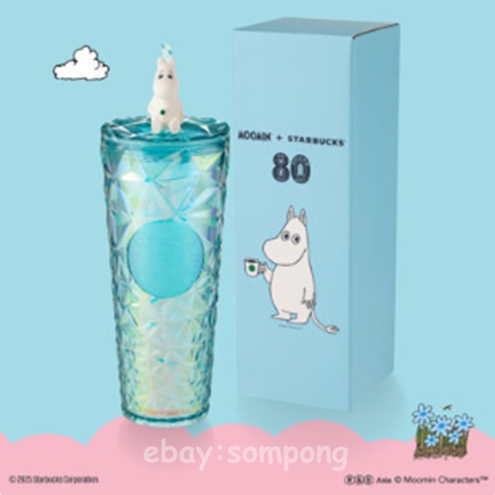 Starbucks Moomin 2025 Gift Christmas New Year Blue Prism Cold Cup (24 oz) New .