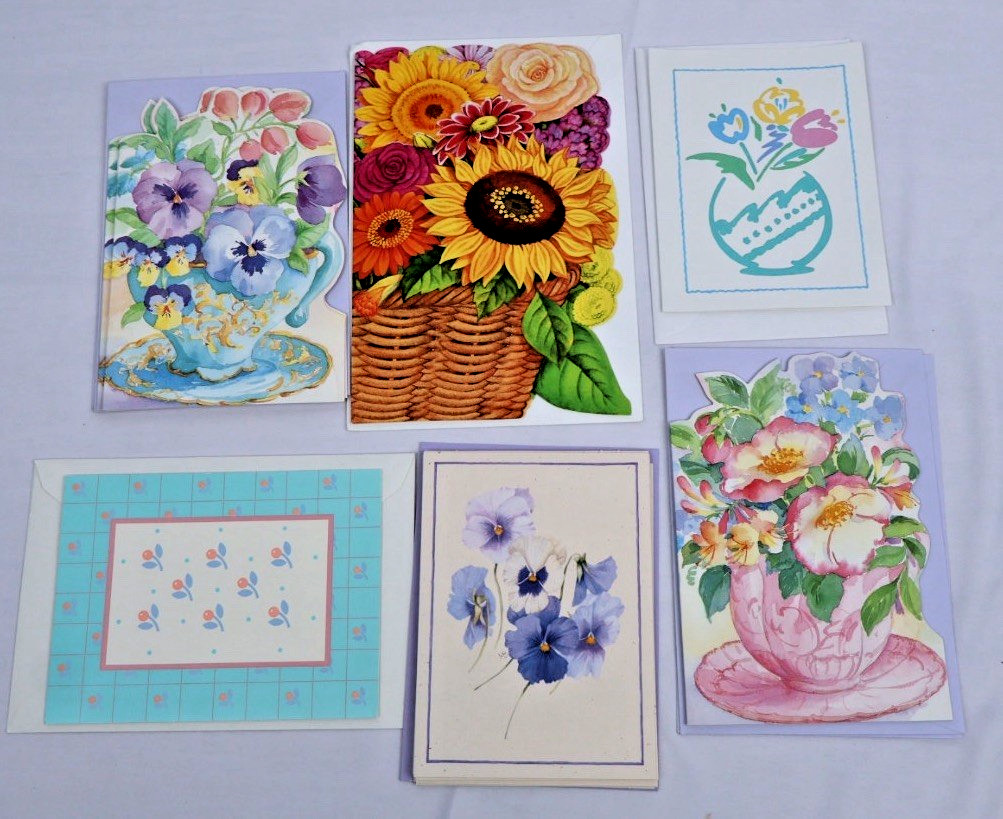 VTG Mixed Lot FLORAL Die Cut Blank Greeting Cards w/ Envelopes NOS VTG Mixed Lot FLORAL Die Cut Blank Greeting Cards w/ Envelopes NOS