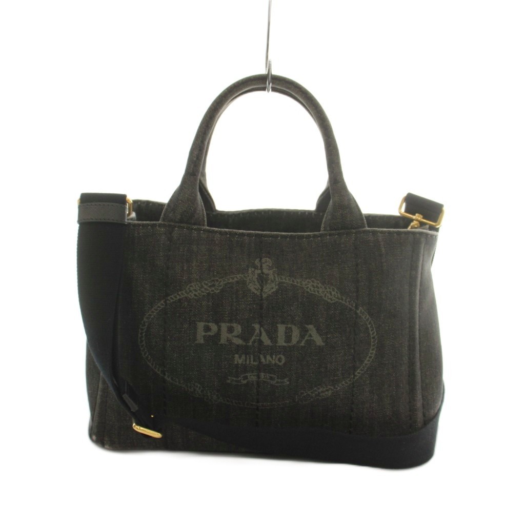 Prada Denim Tote Bag Shoulder Bag Black Women’s 2WAY Fabric Used (Ages 14+)