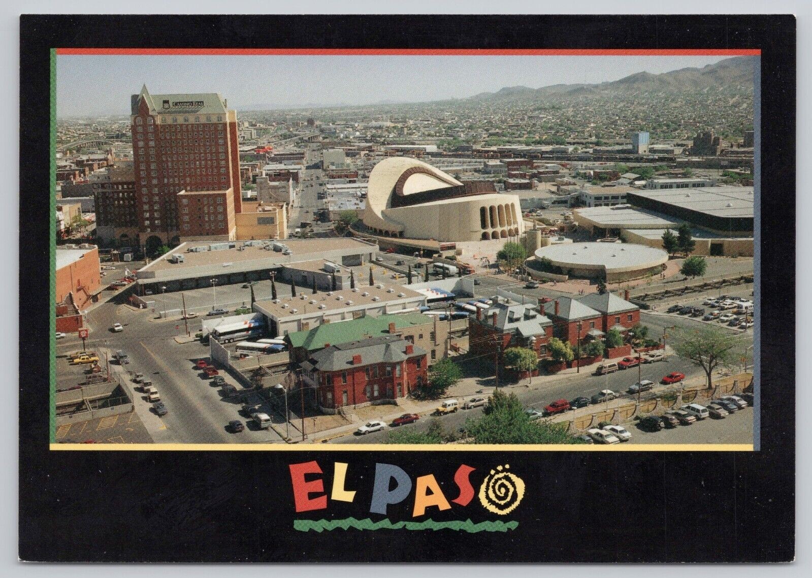 El Paso Texas, Downtown Aerial View, Vintage Postcard El Paso Texas, Downtown Aerial View, Vintage Postcard