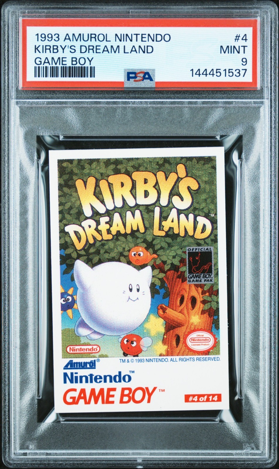 1993 Amurol Nintendo Kirby’s Dream Land #4 Rookie Card RC PSA 9 *POP 9, 0 10s*
