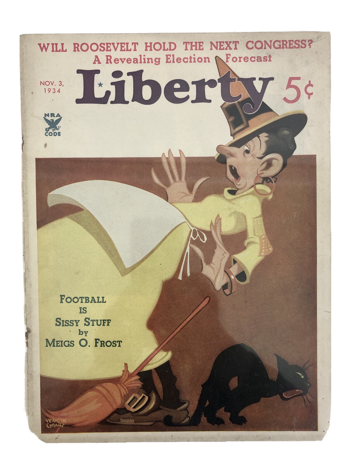 Vintage Liberty Magazine Cover November 3, 1934 Witch Black Cat