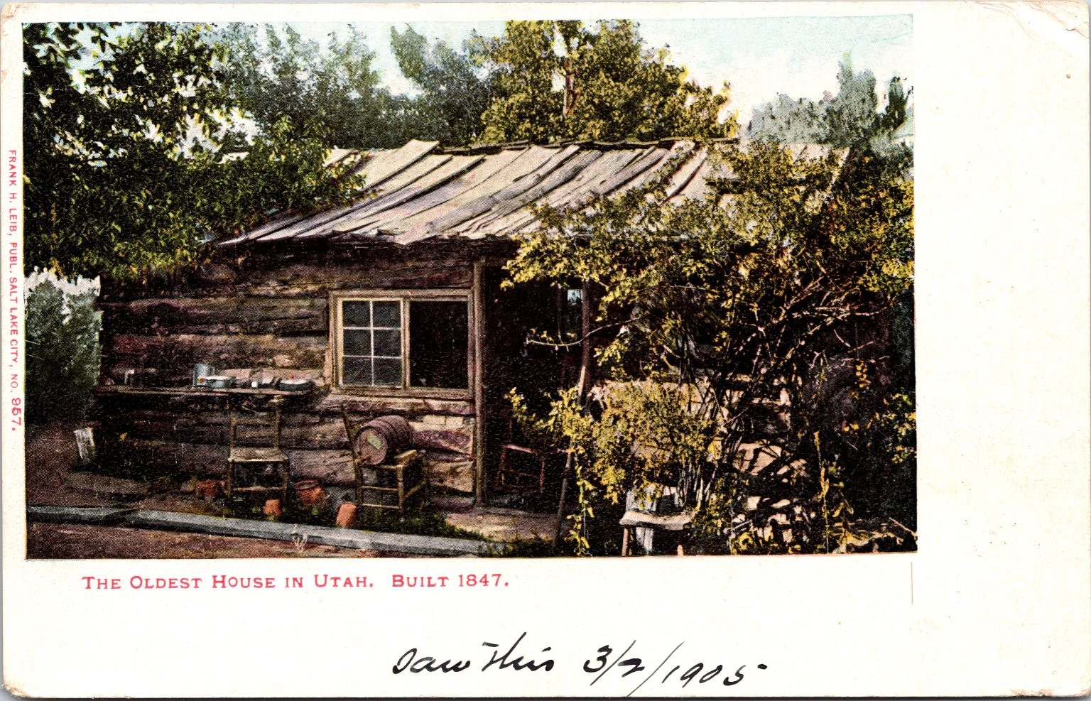 Antique Postcard Oldest House Utah UT Built 1847 Old Historic Home