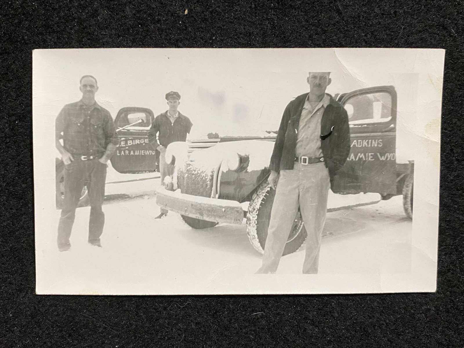 Laramie Wyoming WY Men With Automobile Trucks Antique Vintage Snapshot Photo