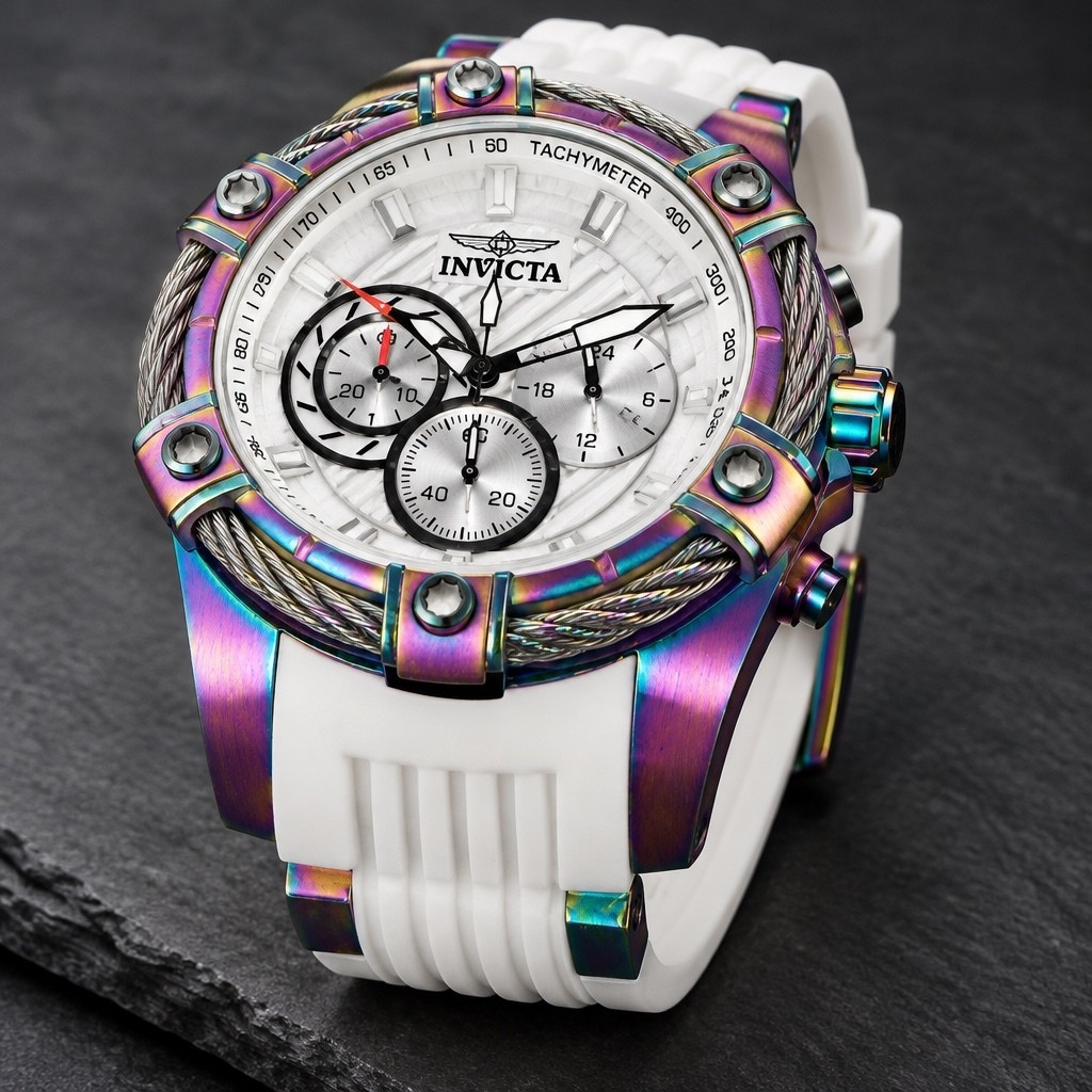 $399 INVICTA BOLT GIRDEX 52mm HIGH END CHRONOGRAPH WATCH- IRIDESCENT DIAL