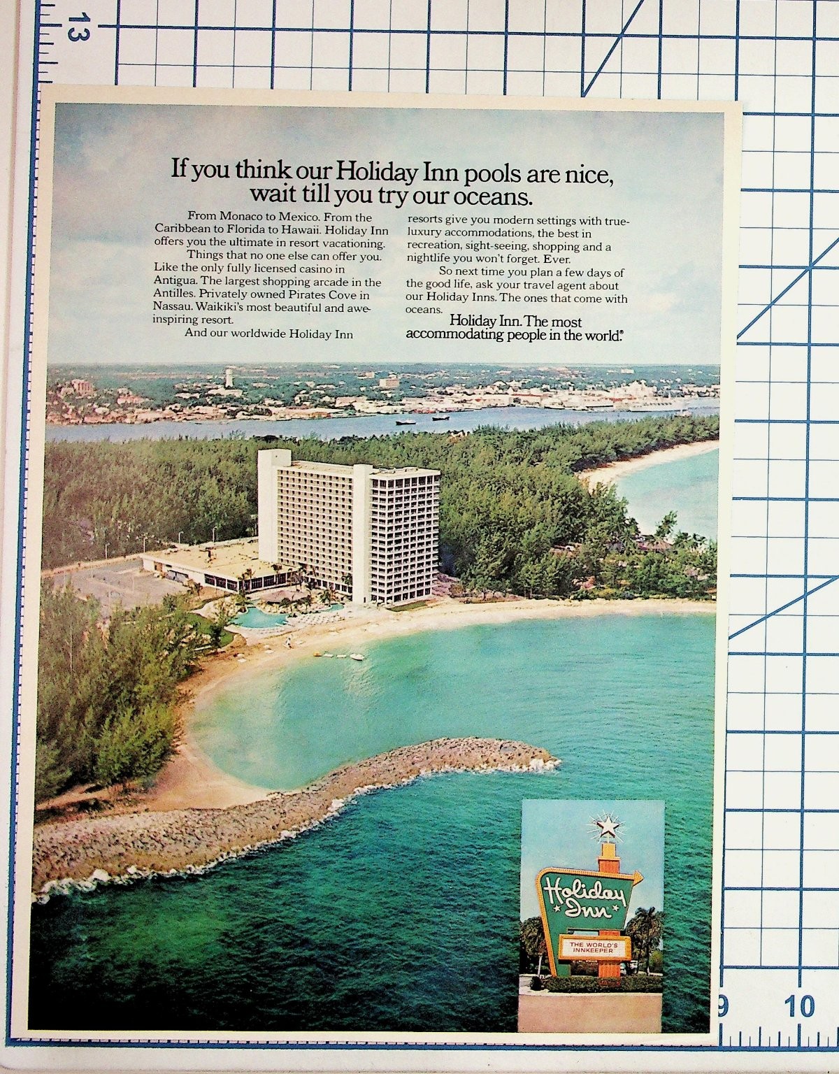 Vintage Holiday Inn Oceans Magazine Ad 1970s Travel Resort Ephemera