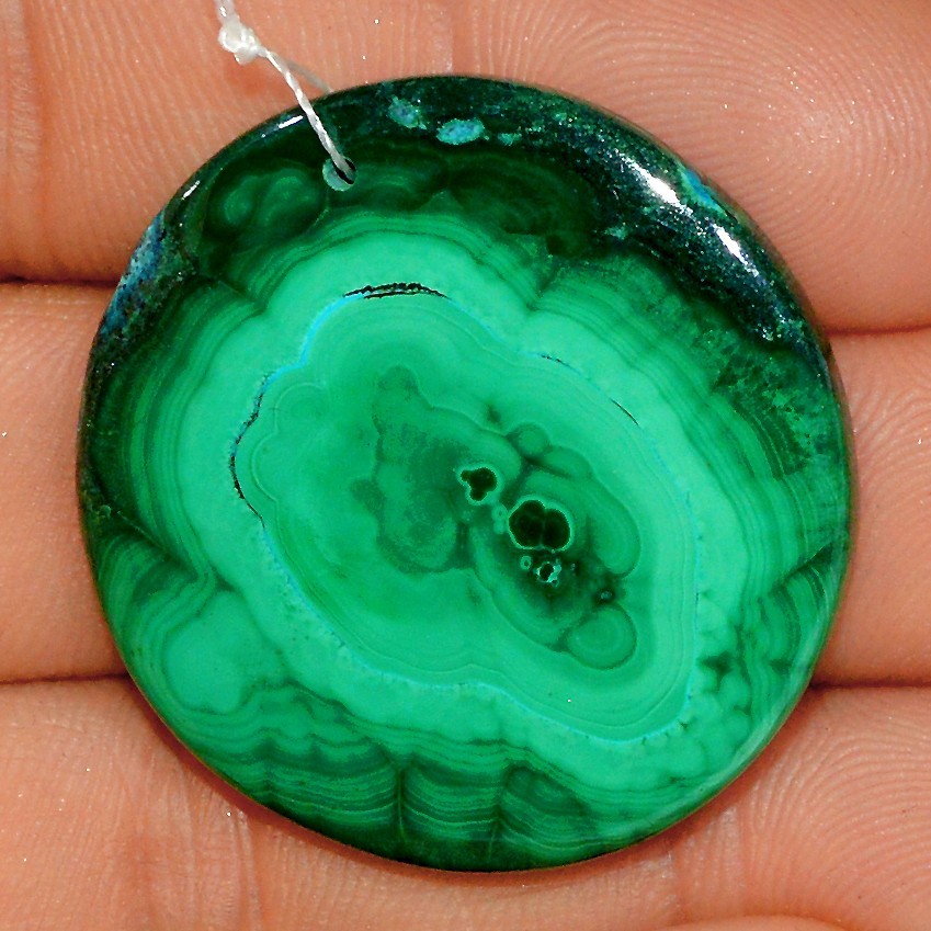 78 Cts Natural Malachite Cabochon Front Drill Loose Gemstone 34x34 mm #L313