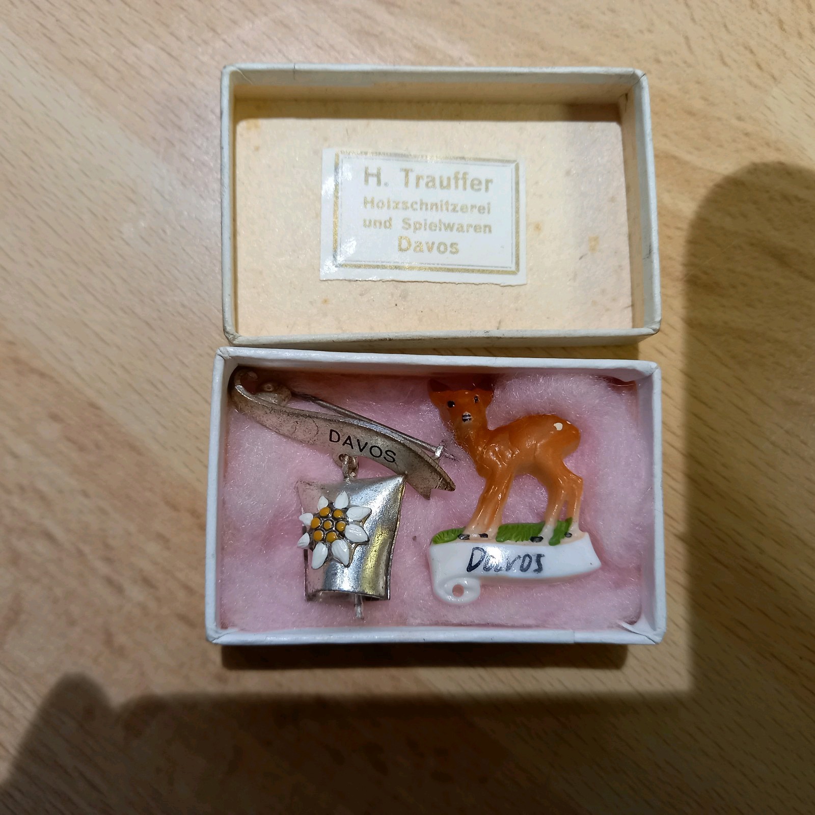 Vintage Davos Collectable Souvenir Swiss Alps Hat Pins/Brooches X2 1930-60s