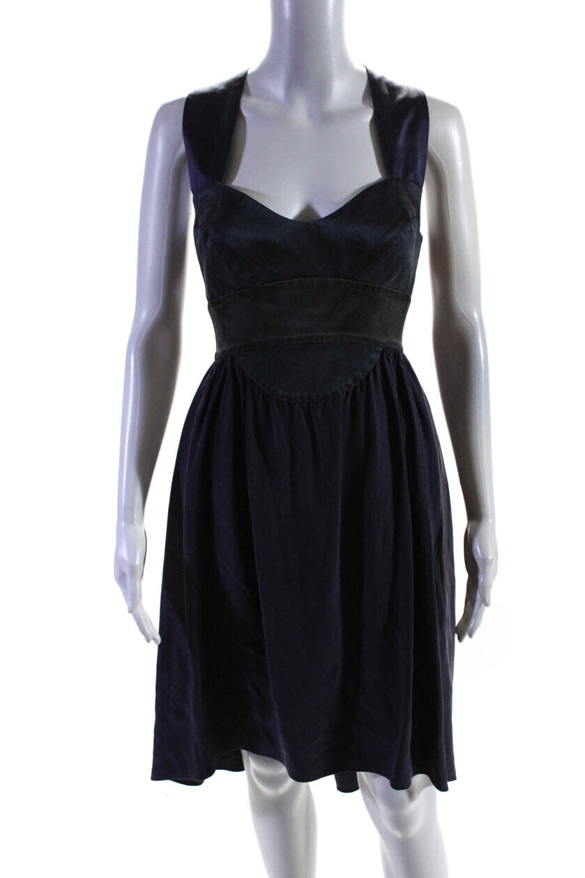 Narciso Rodriguez Womens Open Back A Line Dress Purple Black Size Small