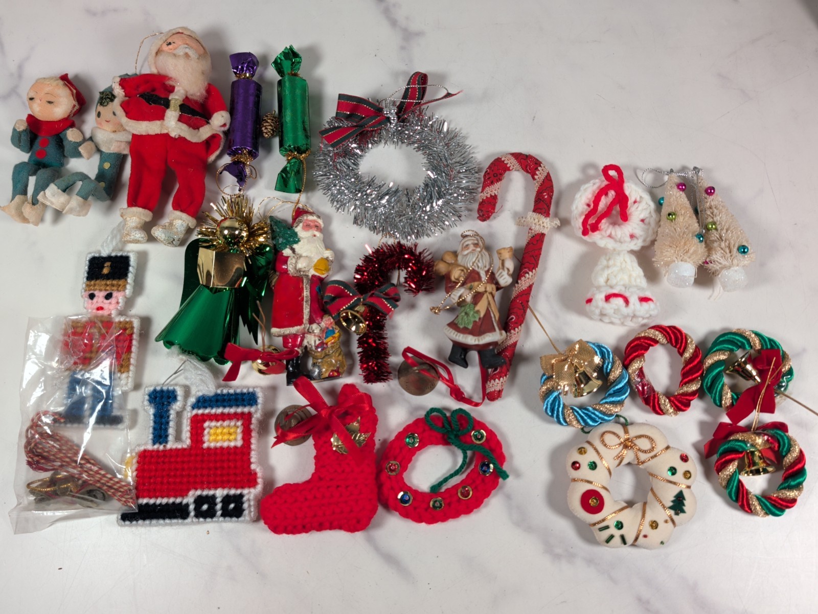 Christmas Tree Ornament Lot Handmade & Vintage Holiday