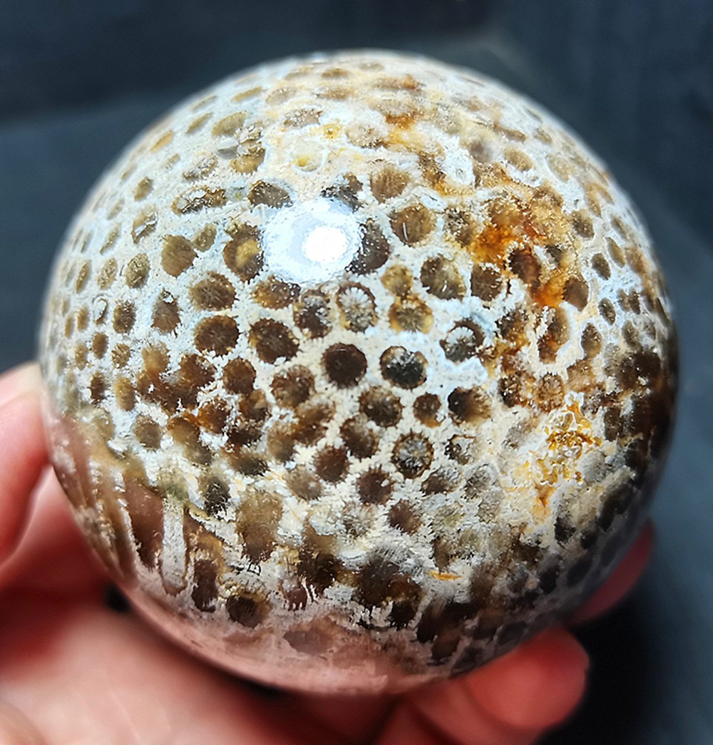 Rare 486.6G Natural Polished Colorful Coral Jade Agate Crystal Ball Healing A264