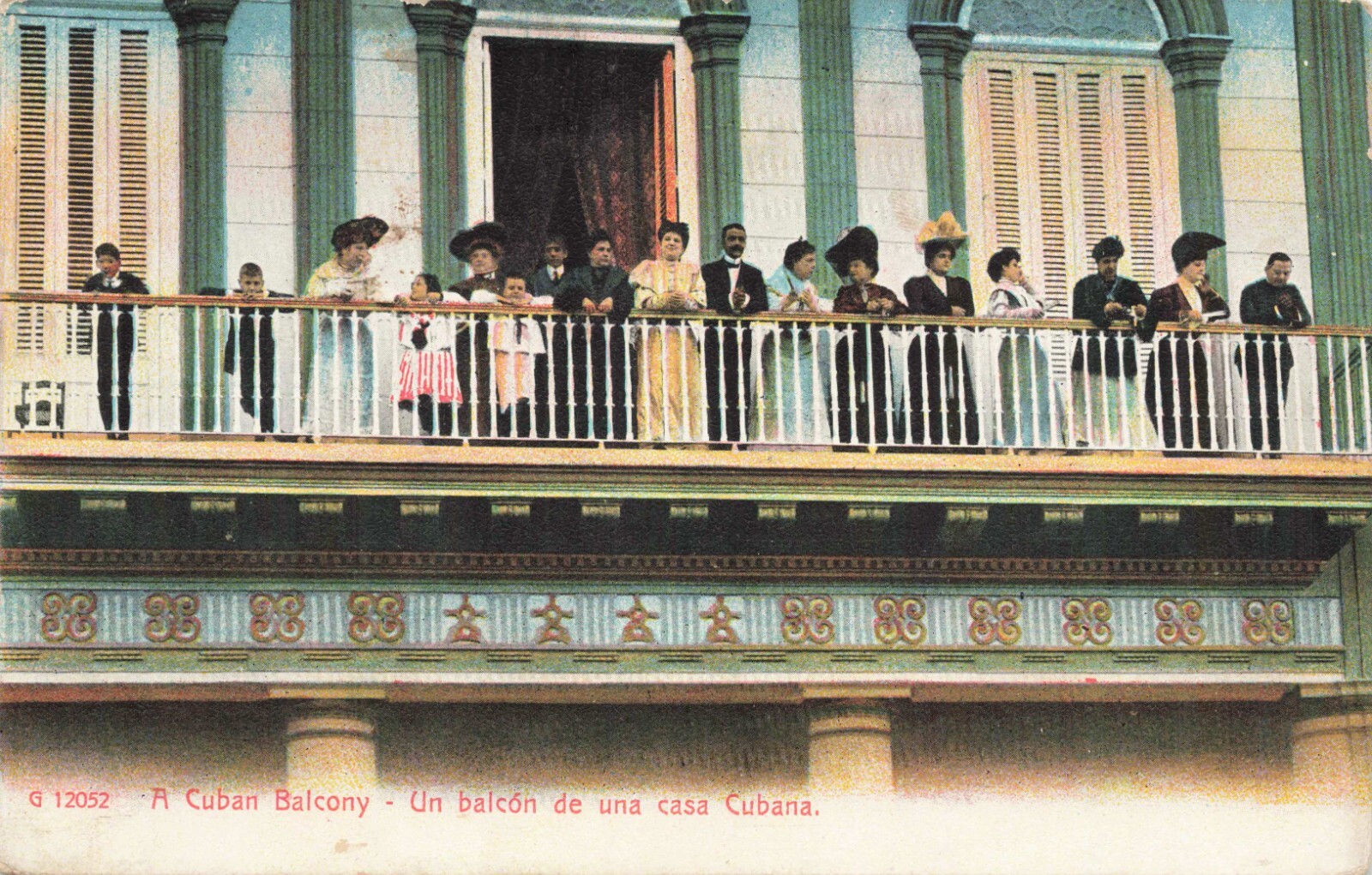 G 12052 A Cuban Balcony - Un balcon de una casa Cubana. postcard 4.5