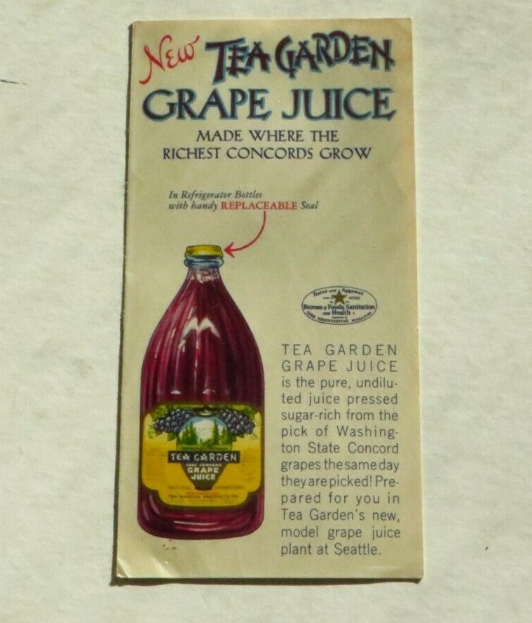 VTG 1939 SAN FRANCISCO GGIE Exposition TEA GARDEN GRAPE JUICE Brochure 