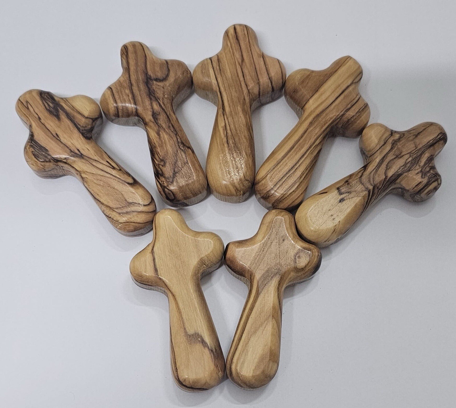 Smooth Natural Unique Olive Wood Comfort Cross From The Holy Land 200pcs 2.5Inch