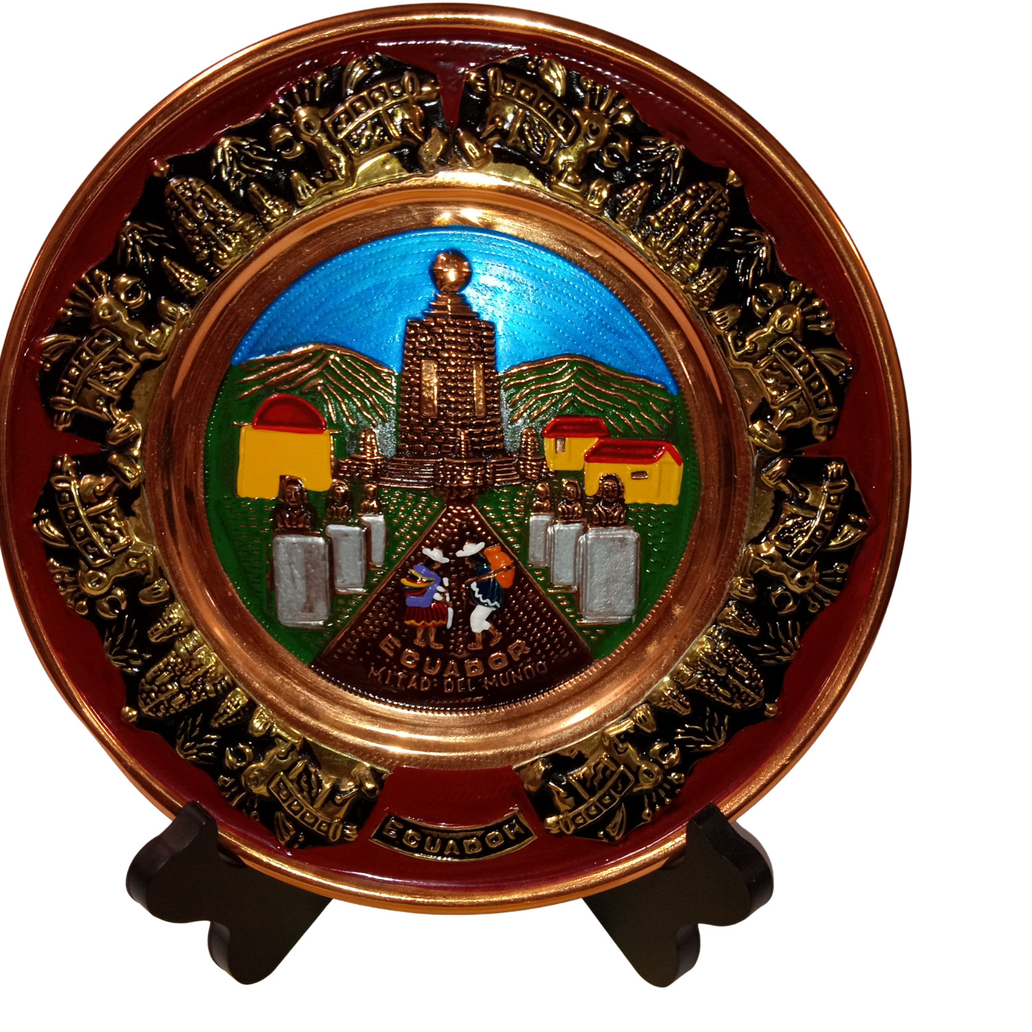 Vintage Ecuador Mitad del Mundo Souvenir Decorative Wall Plate Round Plaque