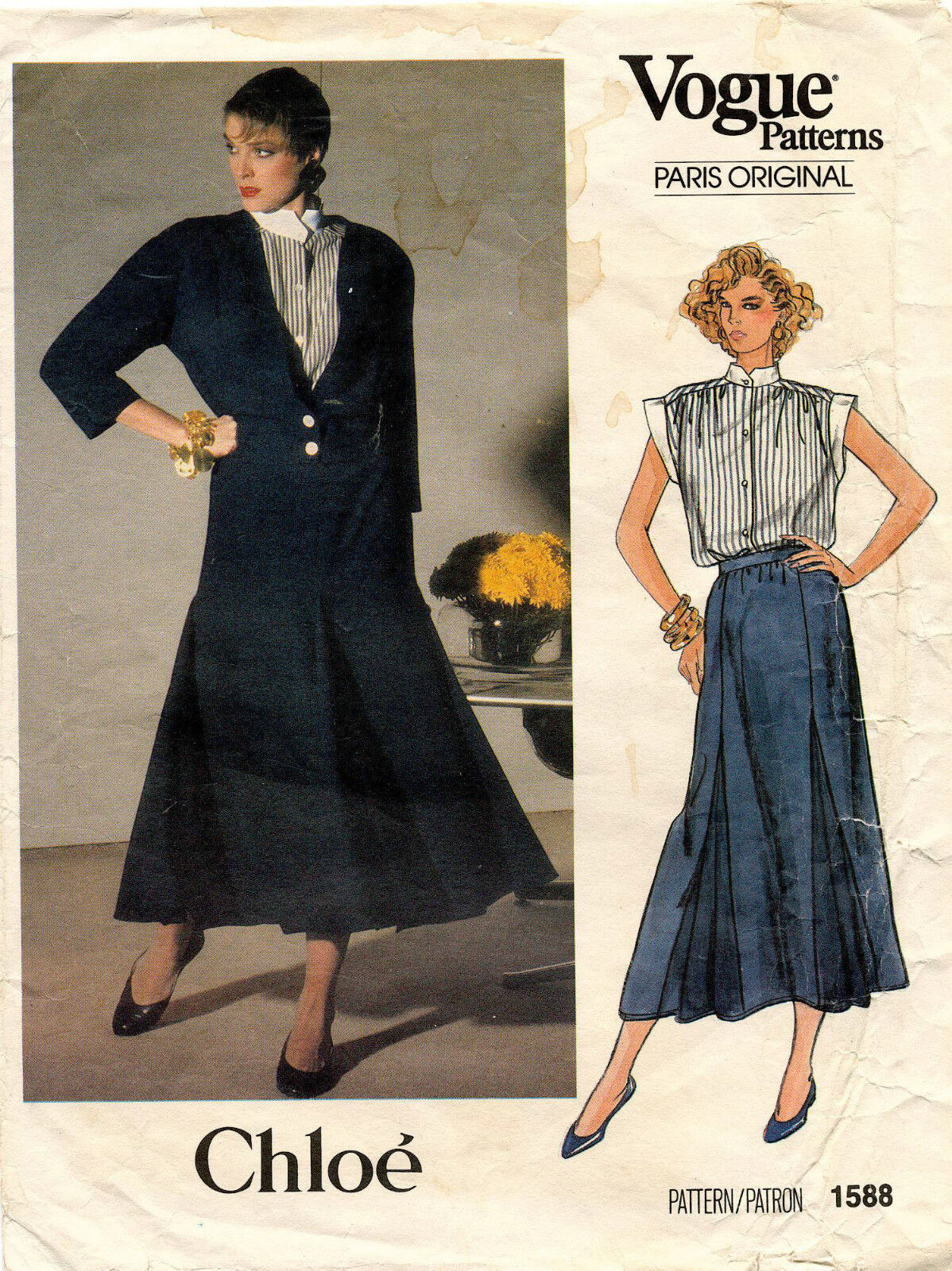 VTG VOGUEParis Original Misses' Jacket,Skirt&Blouse Chloe Pattern 1588 Size 12