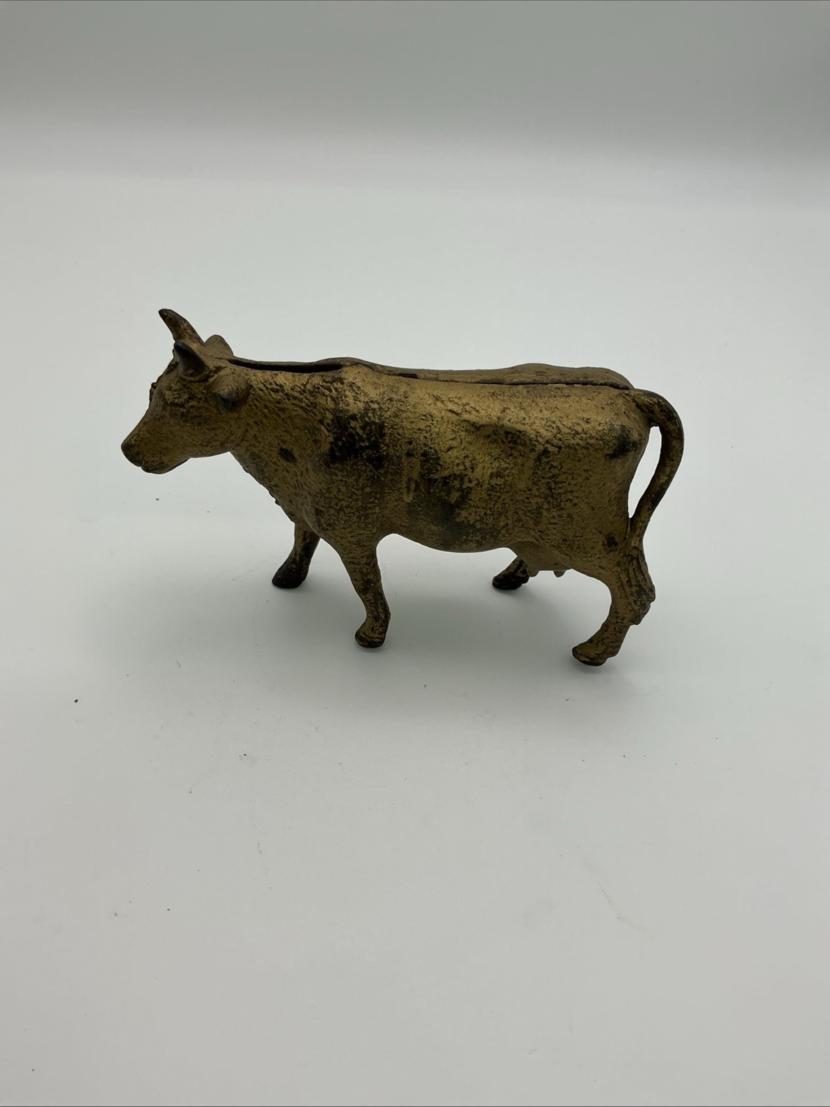 Antique 1920's Cast Iron Gold Cow Animal Still Coin Penny Bank – A.C. Williams