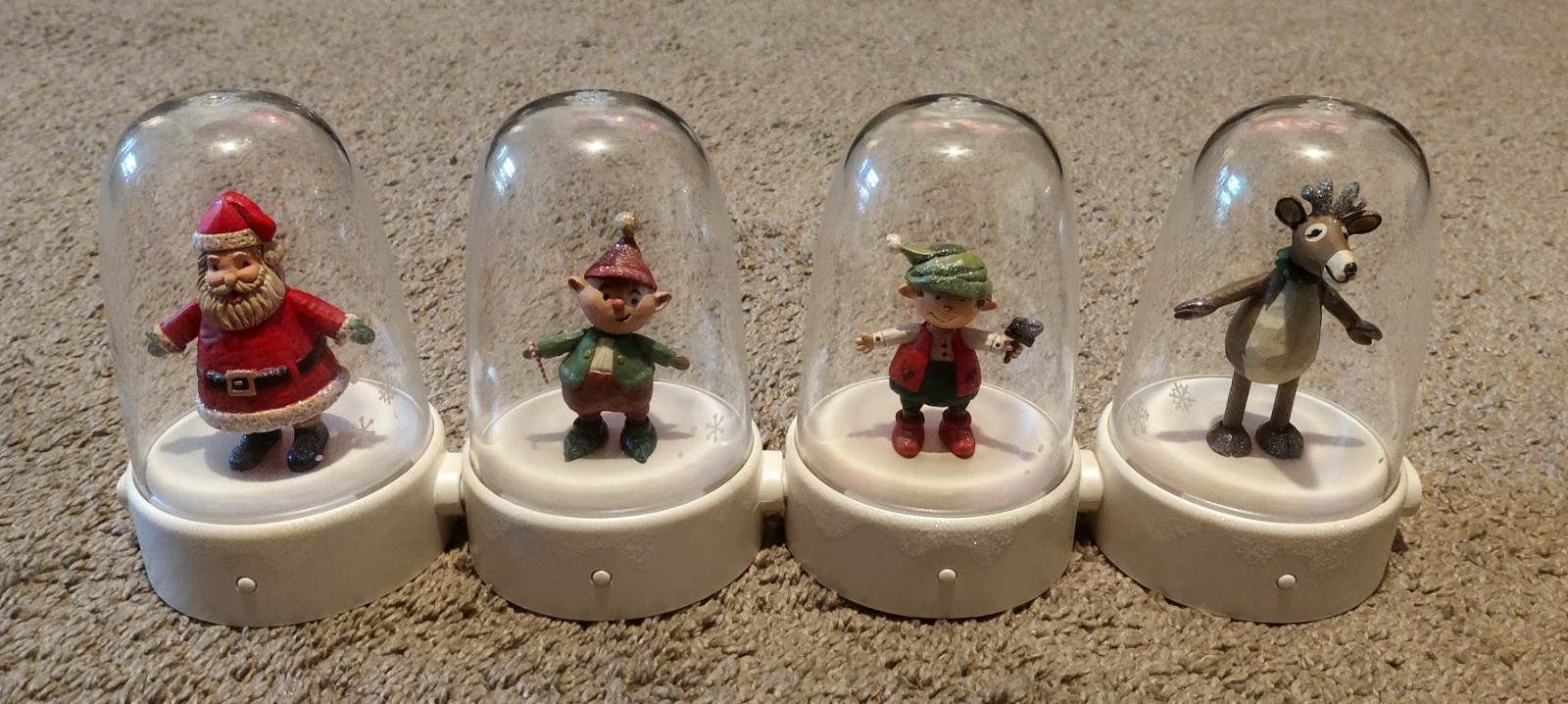 2008 Hallmark Happy Tappers Lot Of 4 Tested WORK (Santa, Elves and Reindeer) 