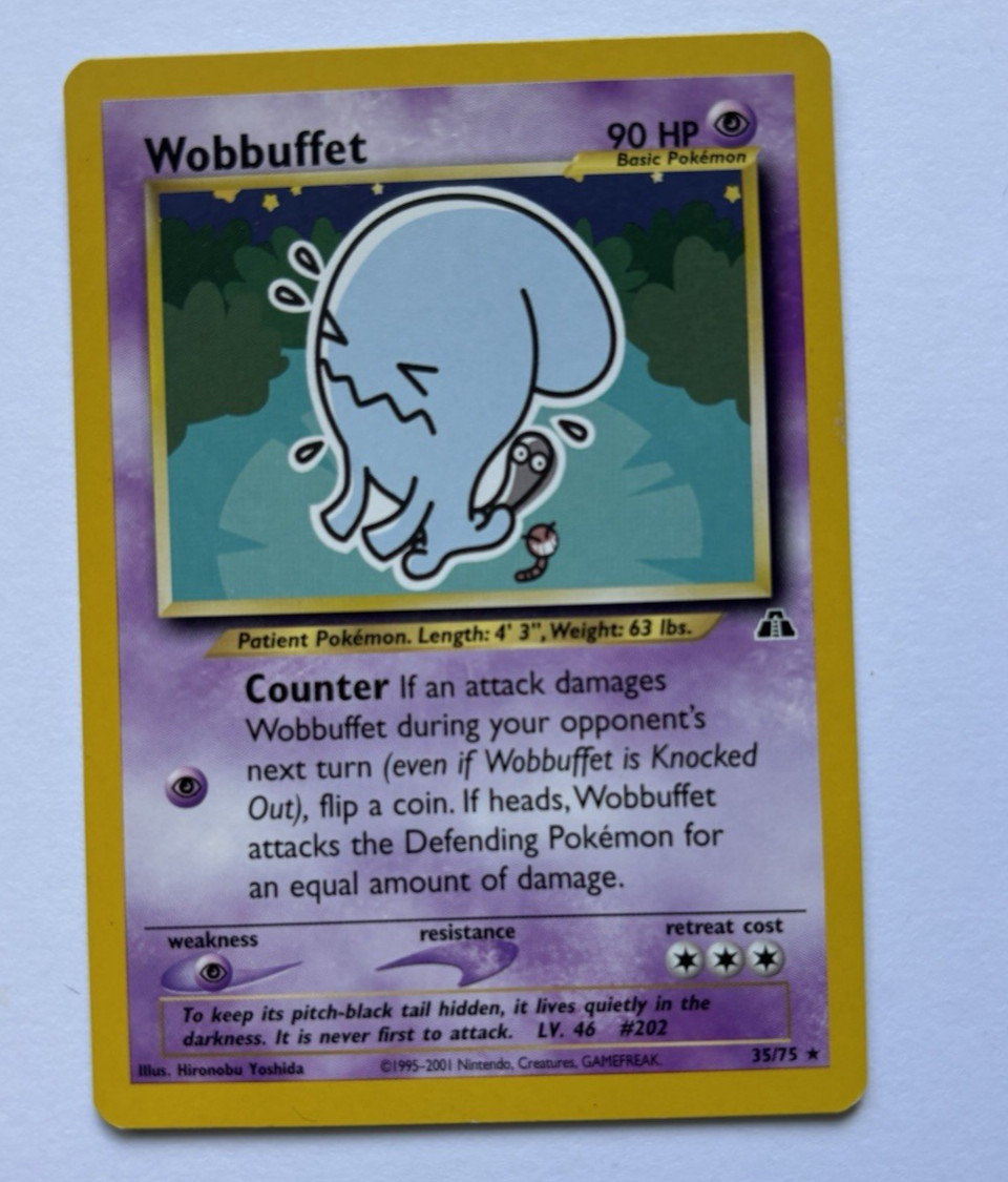 Vintage Pokémon Wobbuffet 35/75 Neo Discovery 2001 Non Holo Rare NM / LP