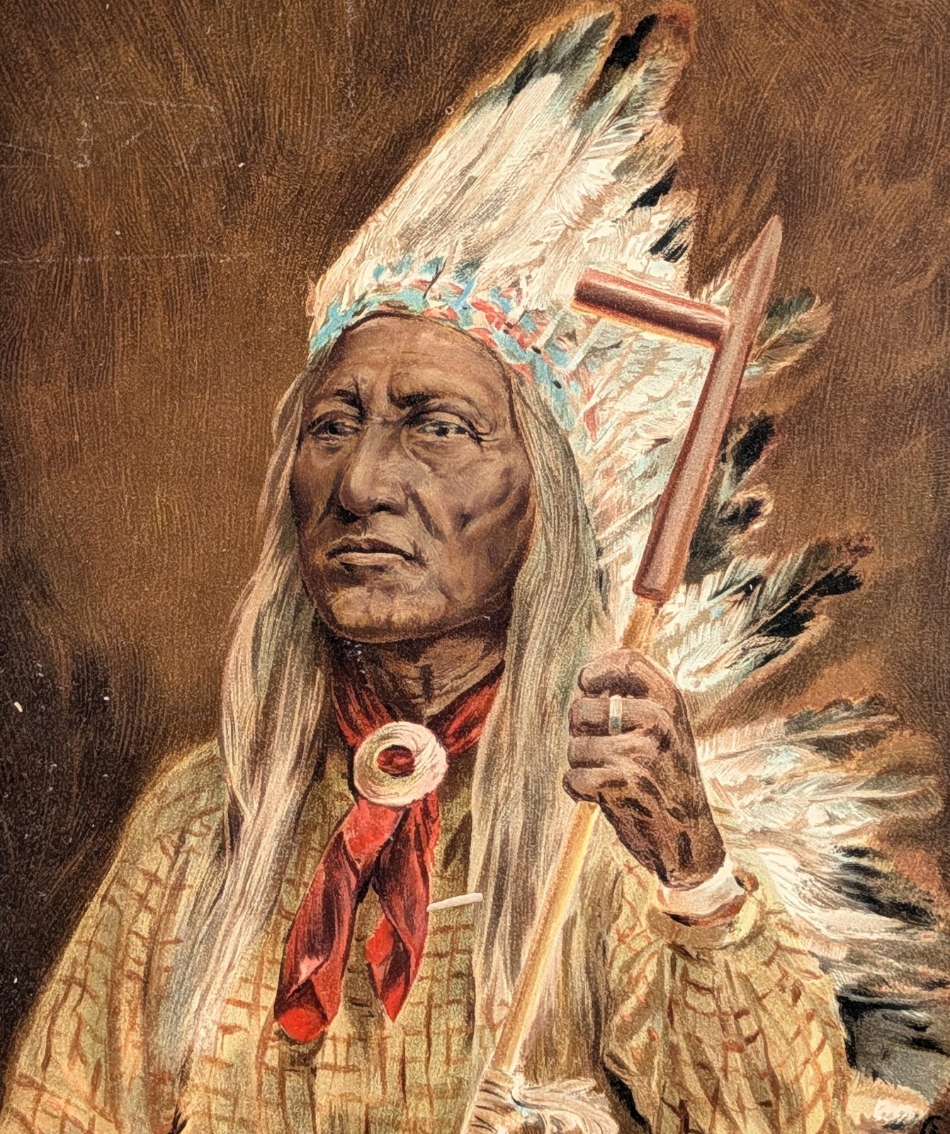 1890 CHIEF WASHAKIE Lithograph Print Shoshone Fort Washakie WYOMING - Original 