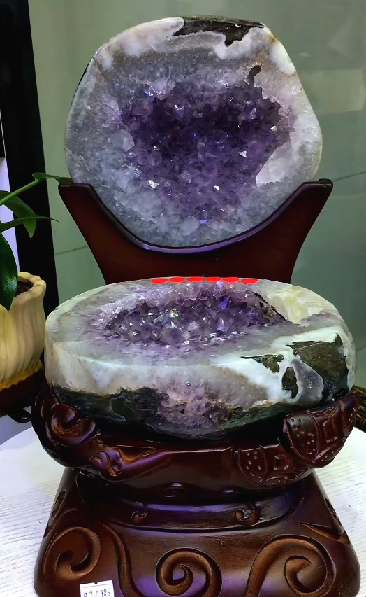 20.5LB Top Natural Amethyst Geode Quartz Crystal Cornucopia Specimen + Stand