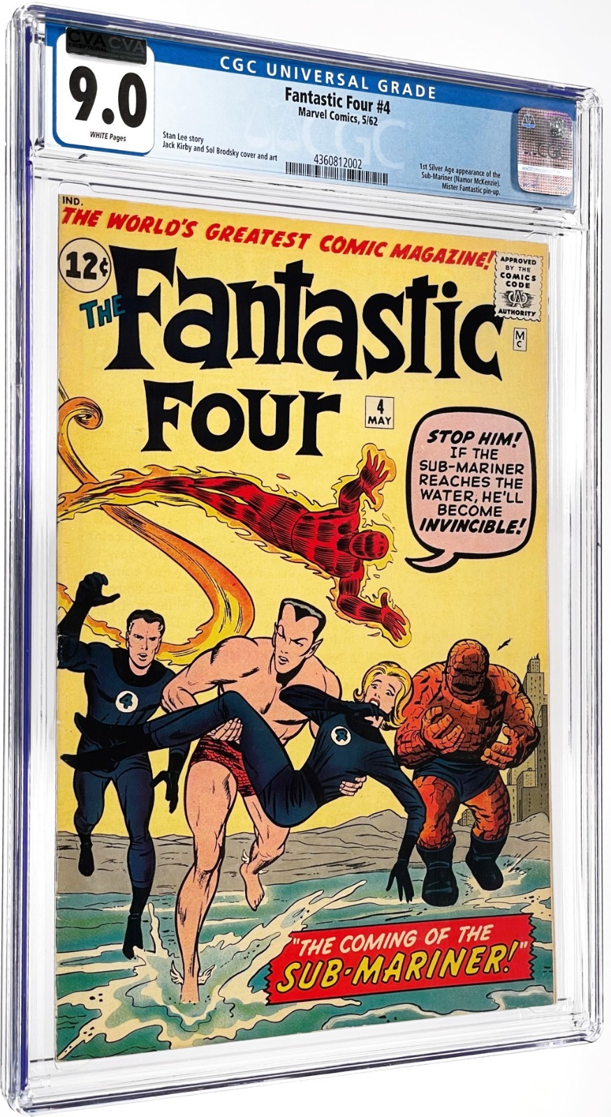 Fantastic Four 4 CGC 9.0 WP 1962 Marvel Comics 1st Appearance Sub-Mariner 5/62