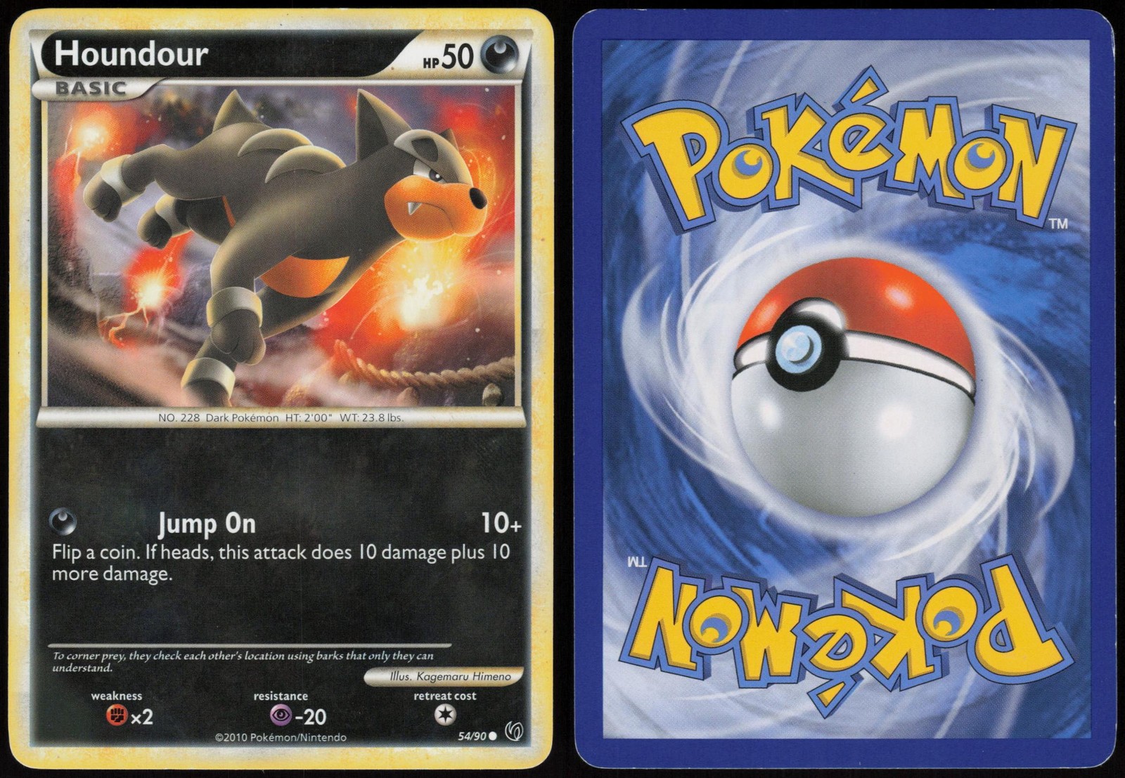 Houndour 54/90 HGSS Undaunted Common Lightly Played Himeno