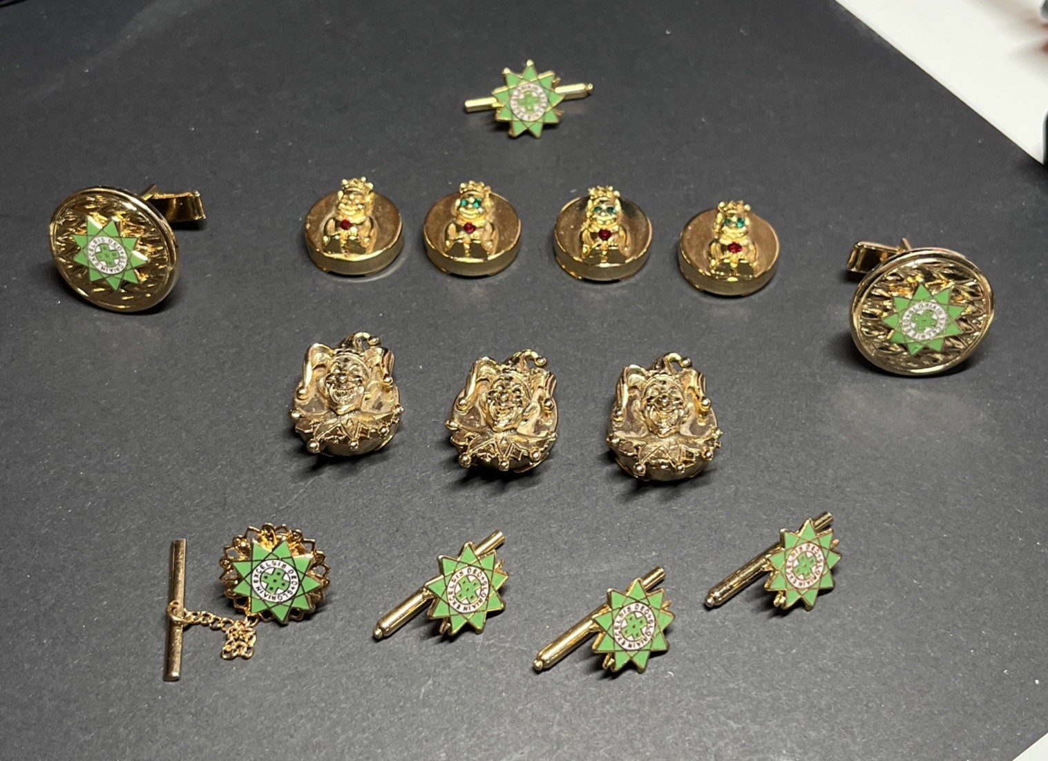Royal Order of Jesters Tuxedo Studs Set MASONIC CLOWN Royal Order of Jesters Tuxedo Studs Set MASONIC CLOWN