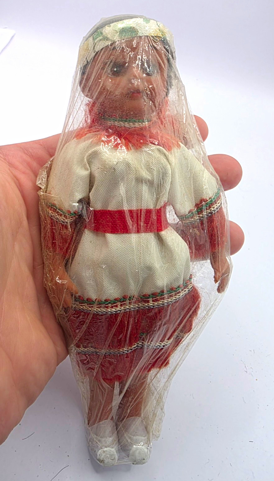 Native American Doll in Traditional Dress, Veiled, Vintage 1950-1970s