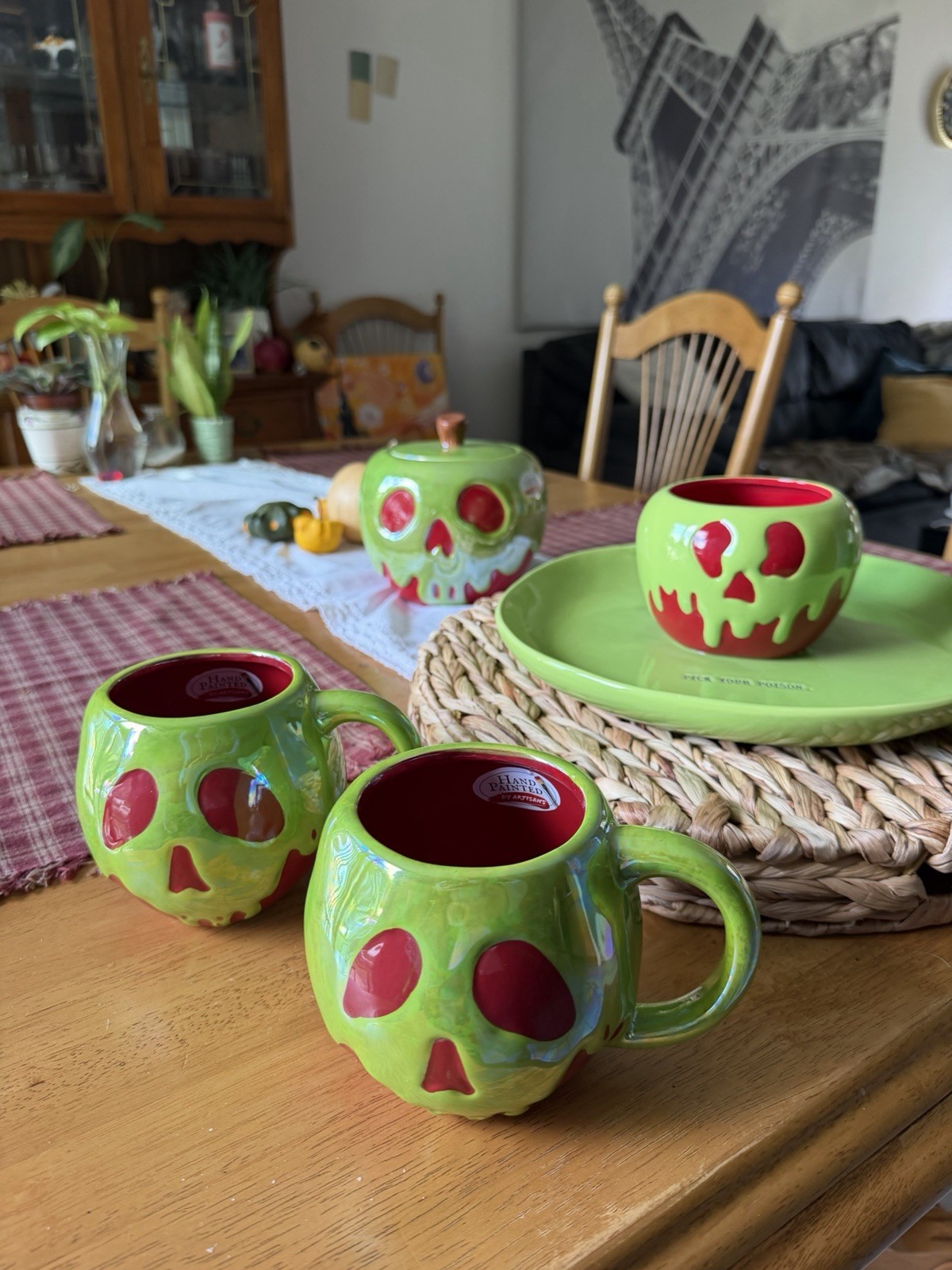 Disney Villains Ceramic Apple Skull (COMPLETE SET 1/1) -Bowl, Cookie jar, 2 Cups