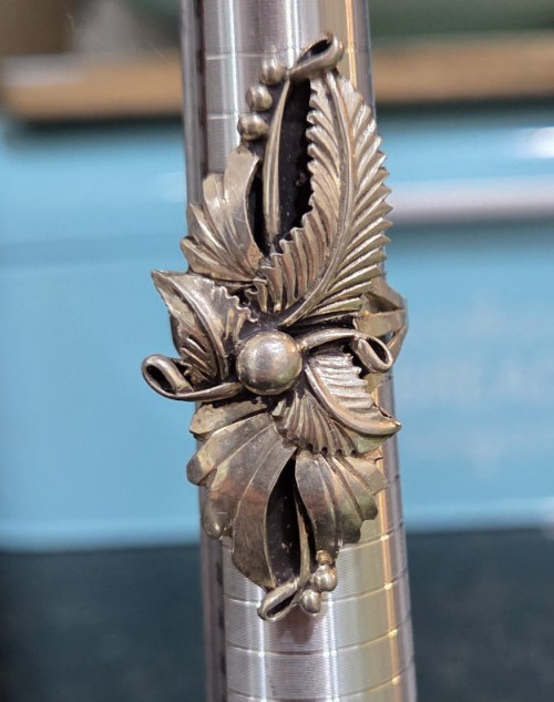 Vintage Julia Martinez Navajo Sterling Silver Floral Blossom Cluster Ring 8.5