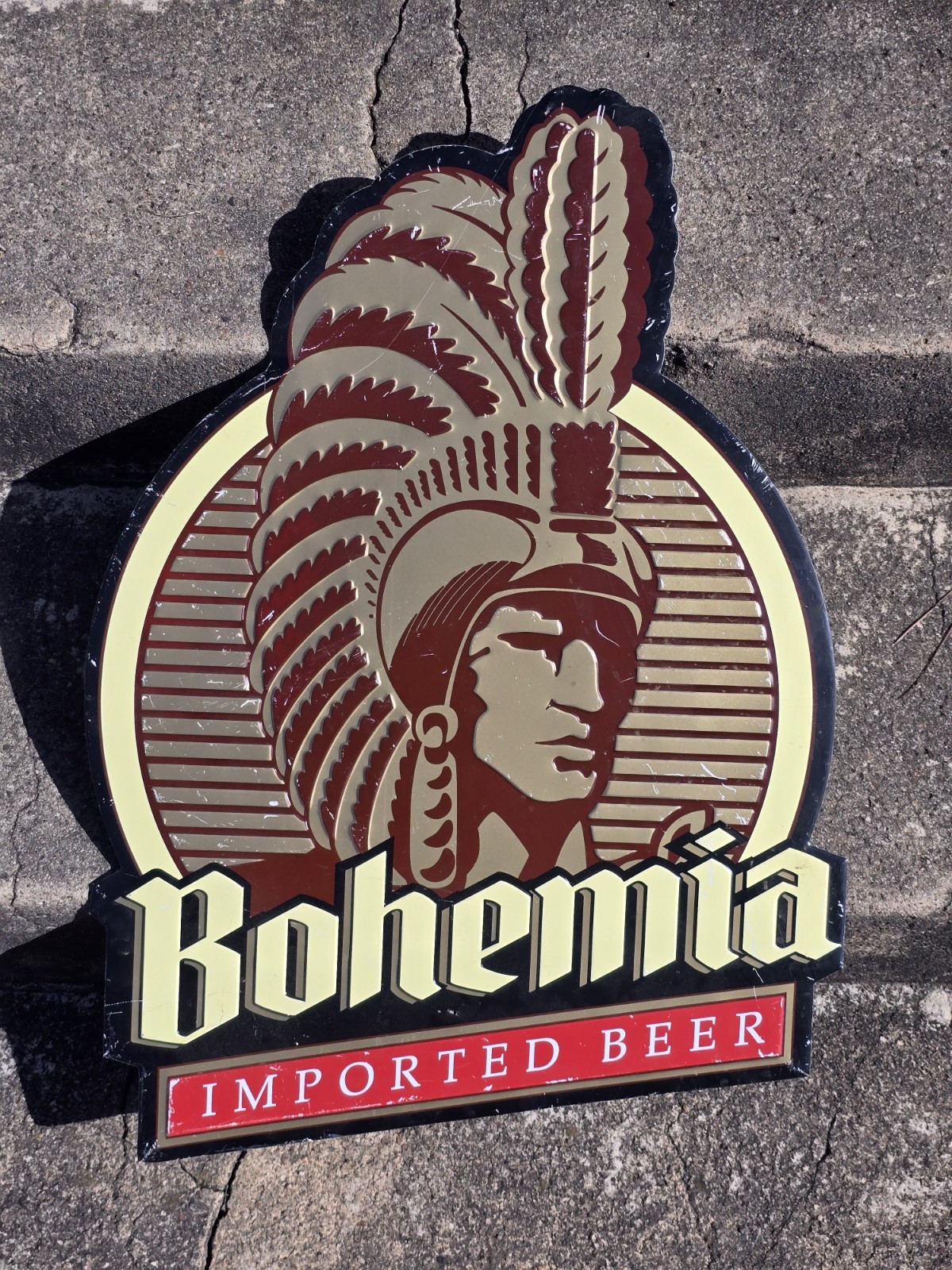 Vintage Bohemia Imported Beer Metal Embossed Sign
