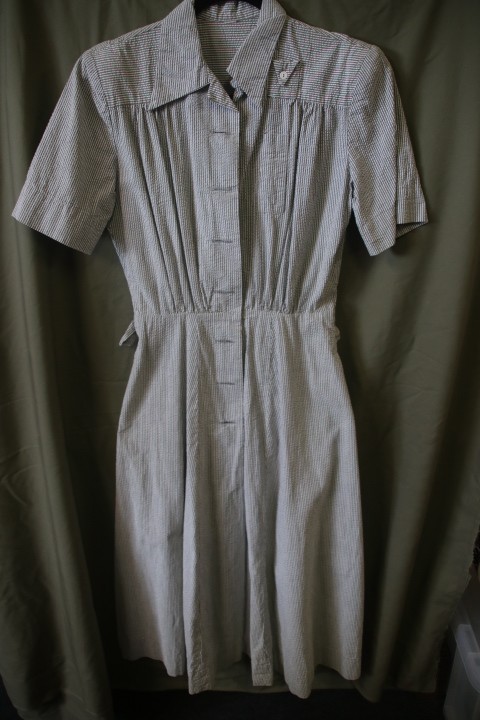 US NAVY WAVES FULL LENGTH BUTTON SEERSUCKER DRESS FEMALE WOMEN'S