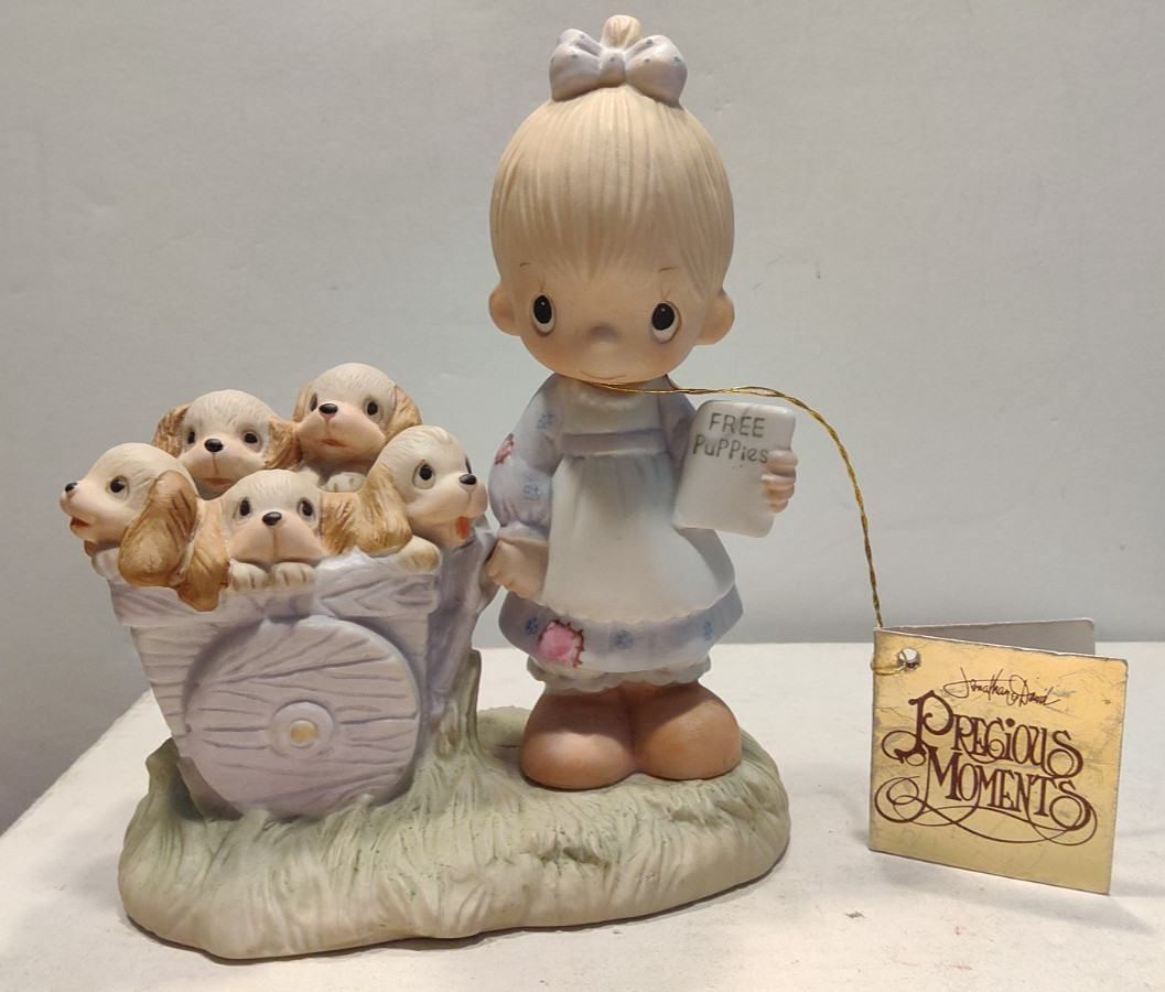 1977 Precious Moments God Loveth A Cheerful Giver - Free Puppies